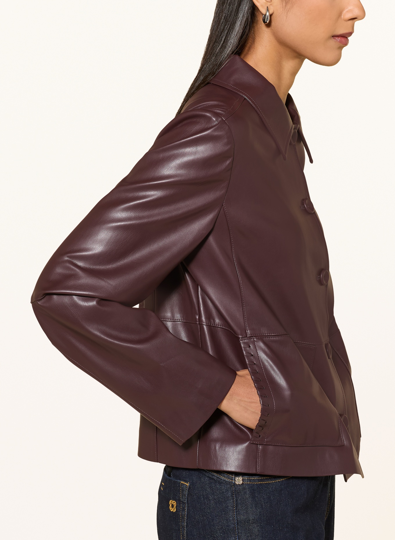 ELENA MIRO Veste aspect cuir: ROUGE FONCÉ