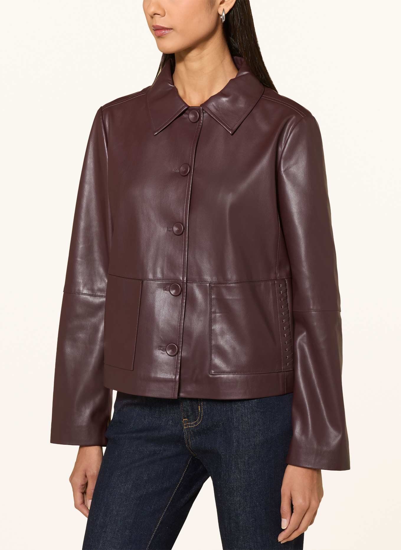 ELENA MIRO Veste aspect cuir: ROUGE FONCÉ
