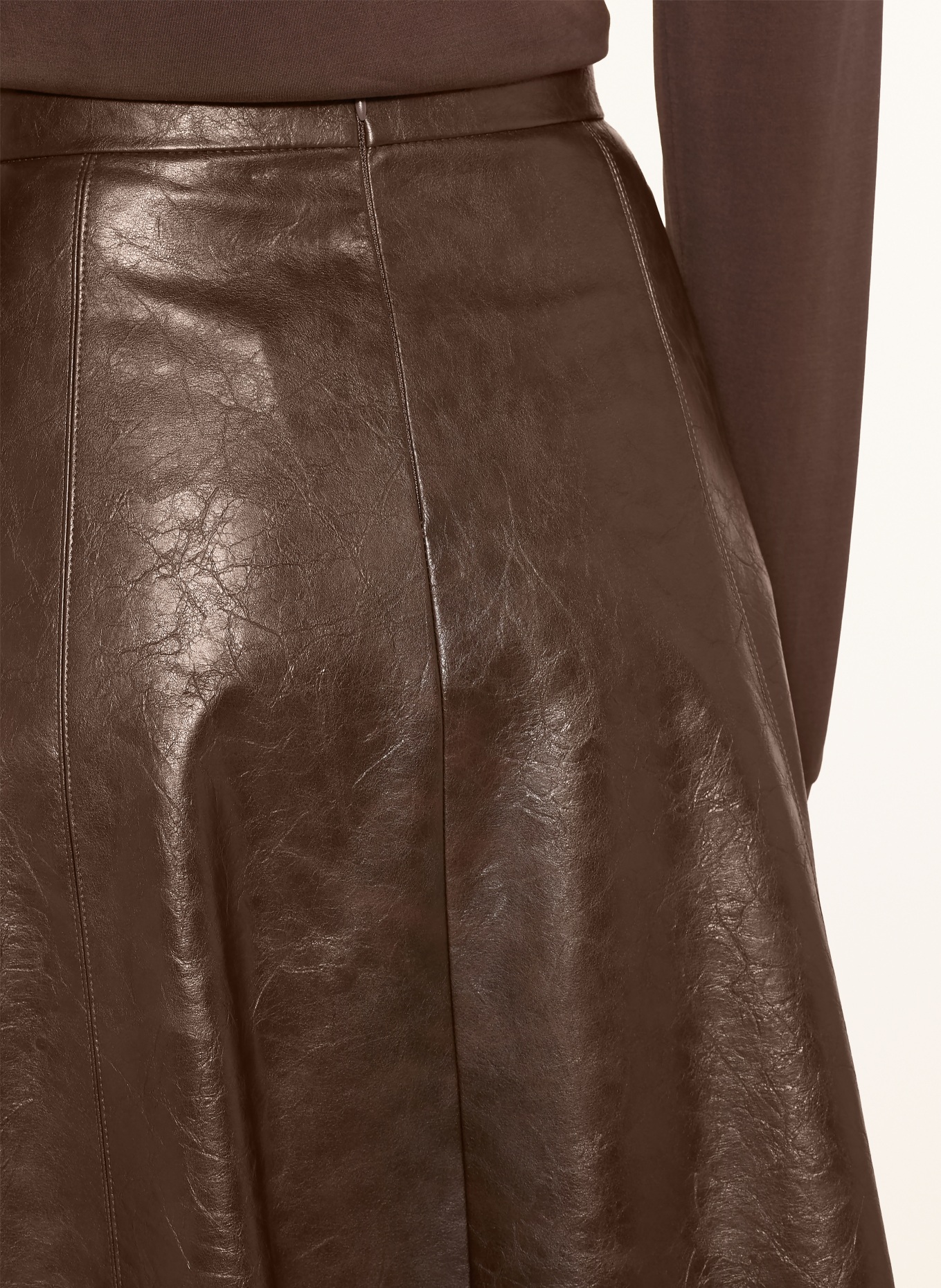ELENA MIRO Jupe aspect cuir: MARRON FONCÉ