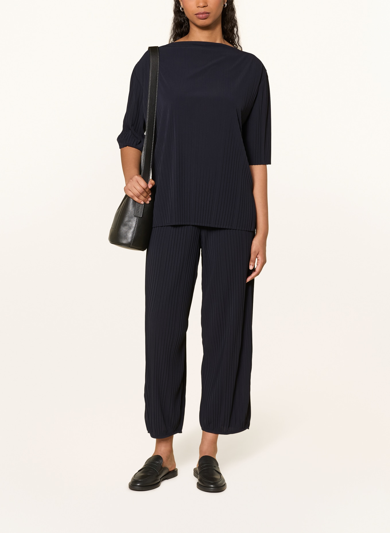 MM by Max Mara CARAFFA shirt with 3/4 sleeves and pleats: DARK BLUE