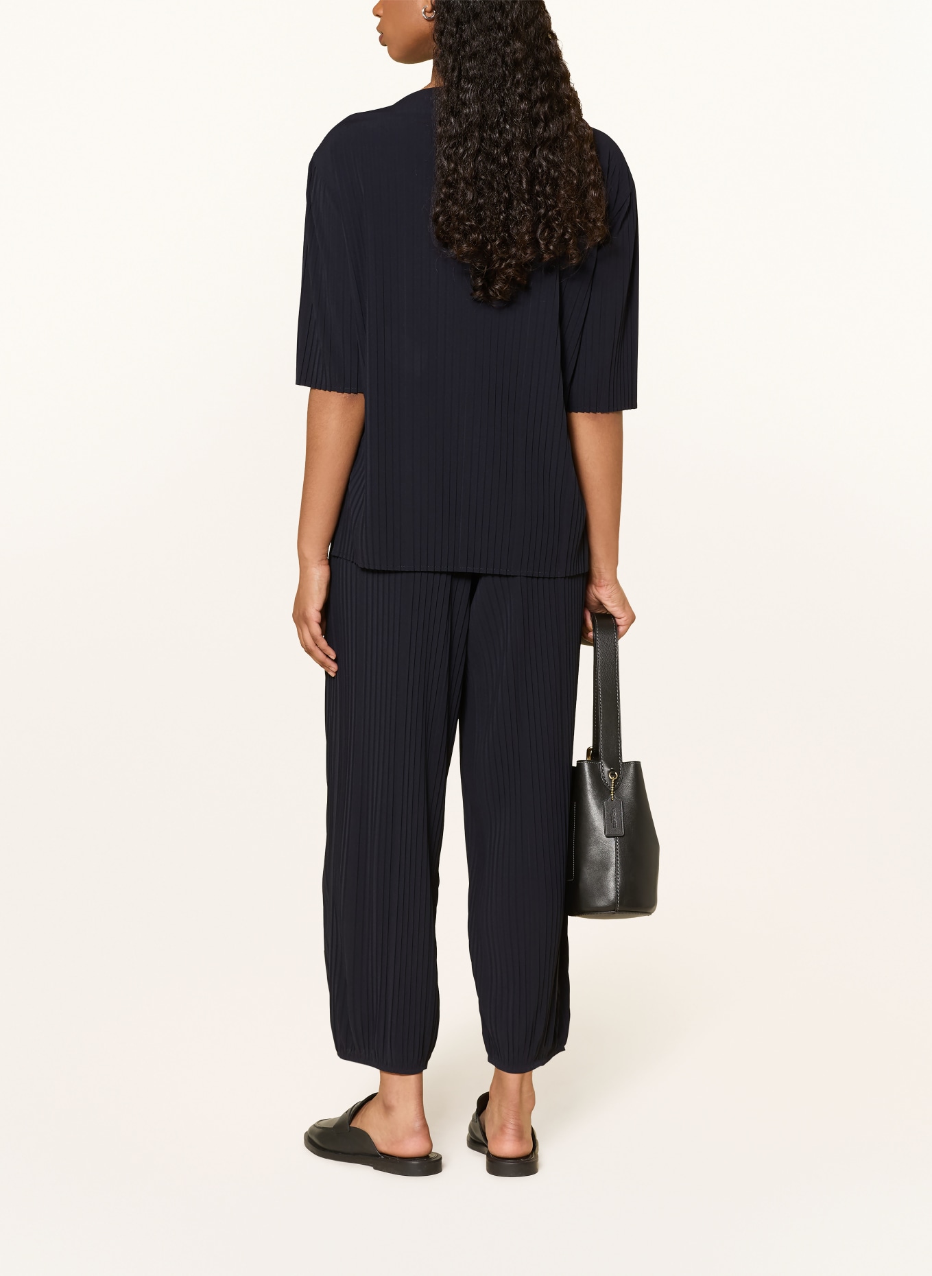 MM by Max Mara CARAFFA shirt with 3/4 sleeves and pleats: DARK BLUE