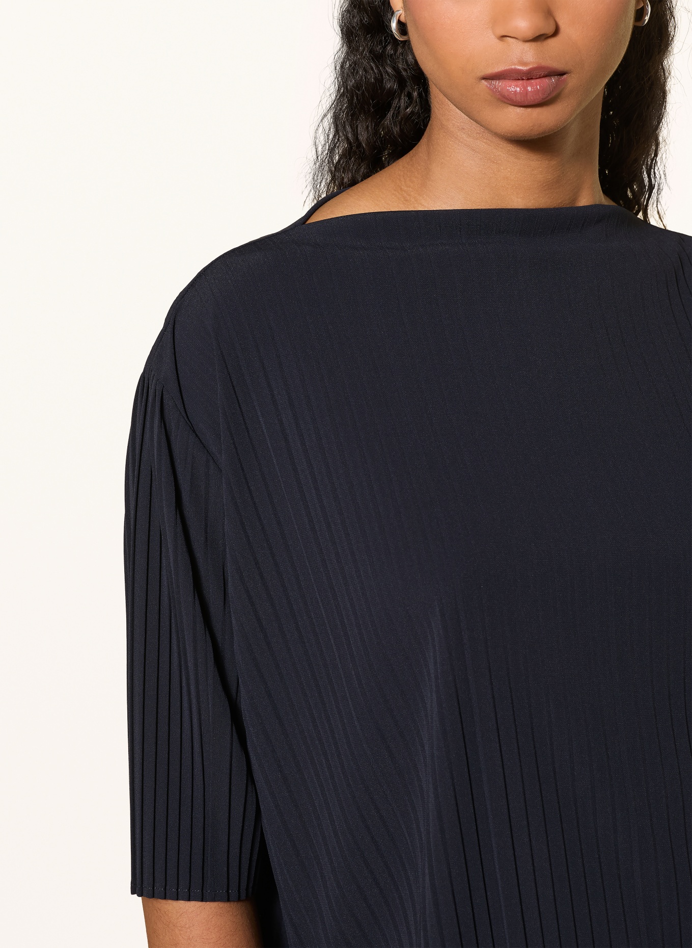 MM by Max Mara CARAFFA shirt with 3/4 sleeves and pleats: DARK BLUE