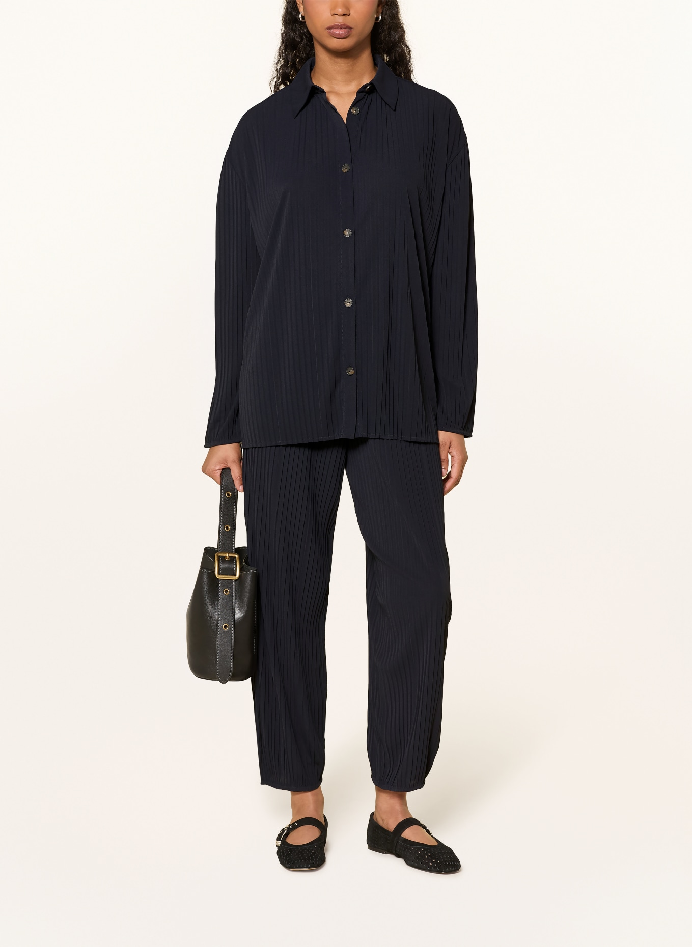 MM by Max Mara FASTOSO jersey shirt-blouse with pleats: DARK BLUE
