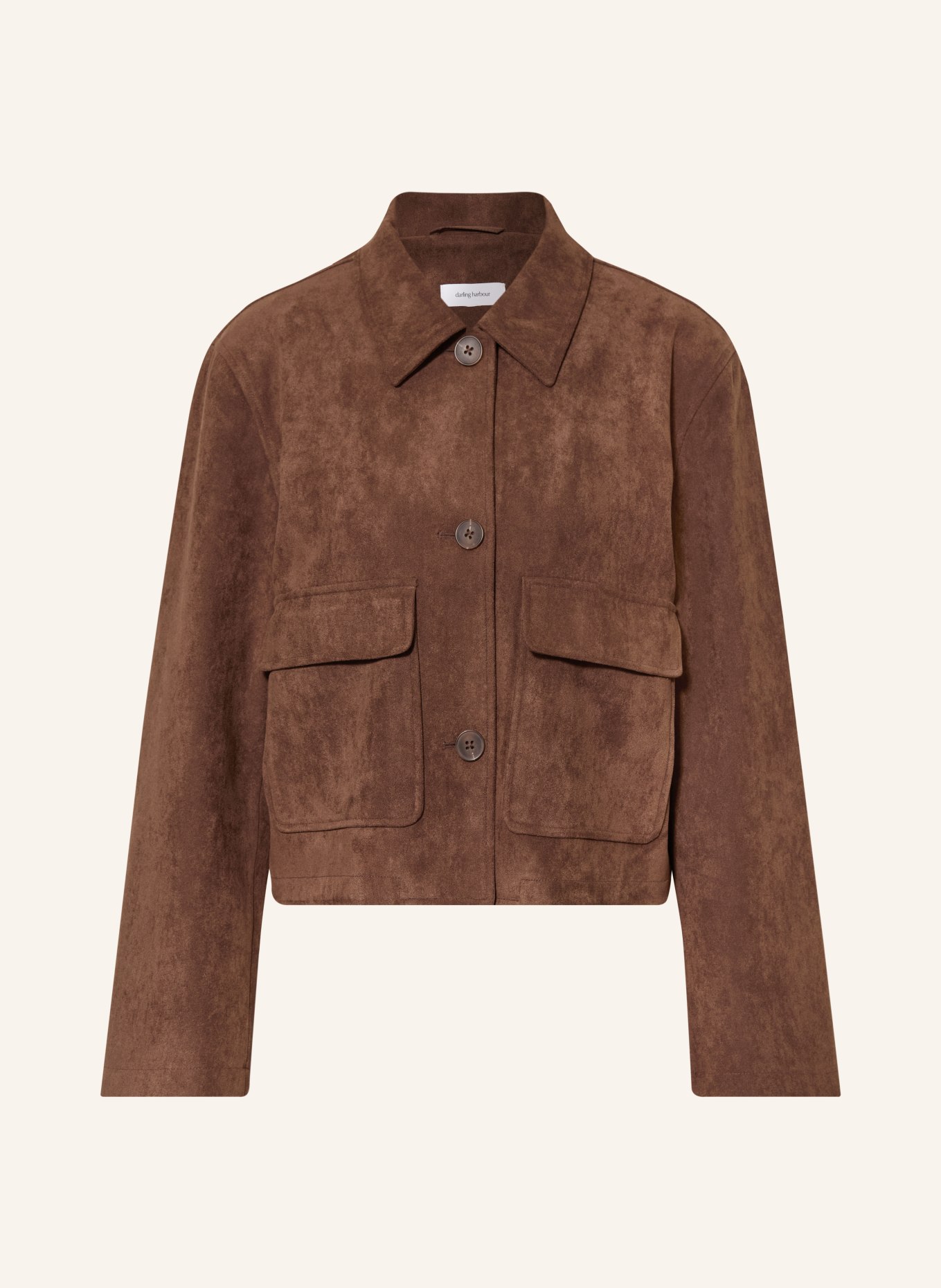 darling harbour Leather-look jersey jacket: DARK BROWN