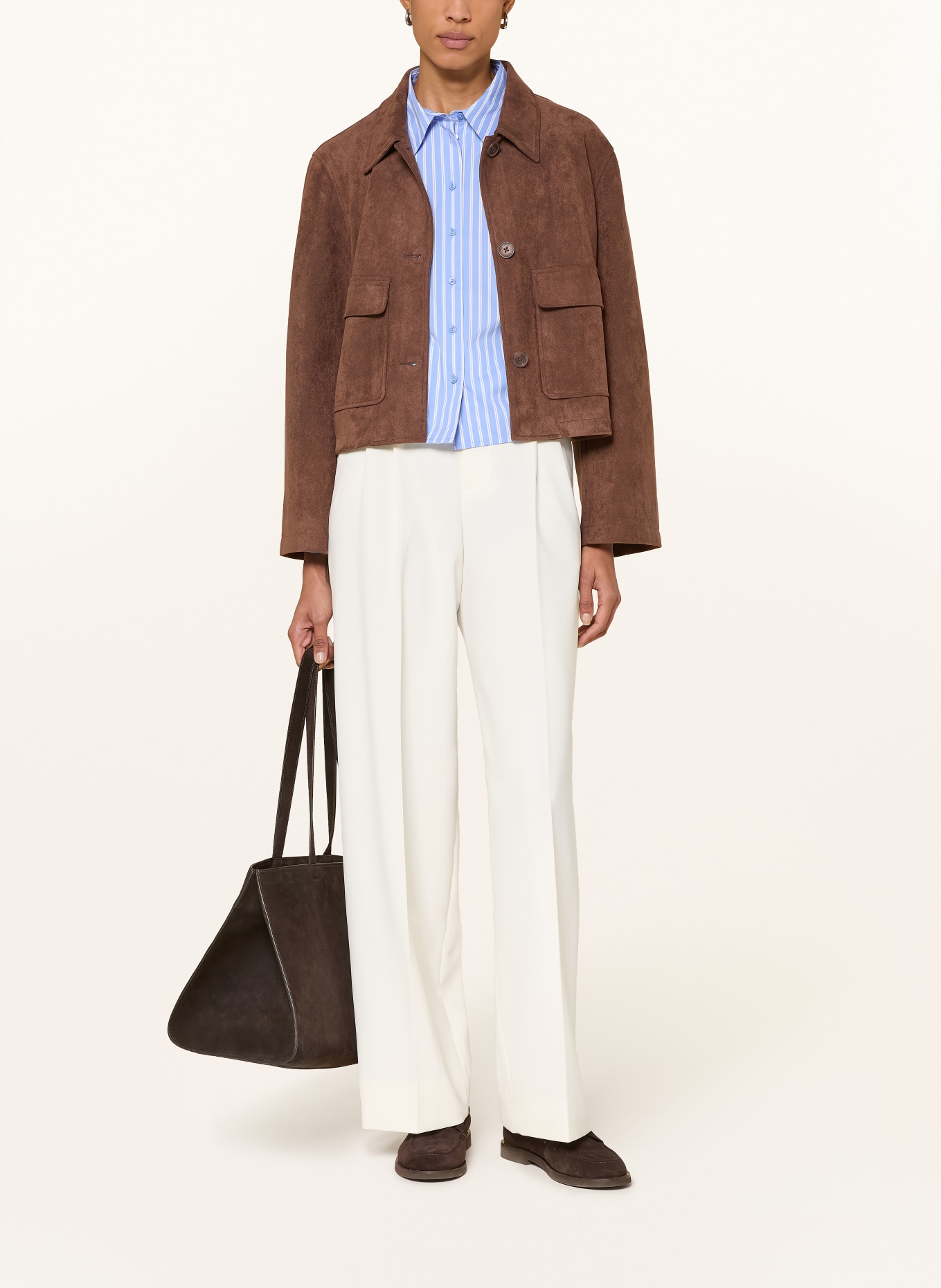 darling harbour Leather-look jersey jacket: DARK BROWN