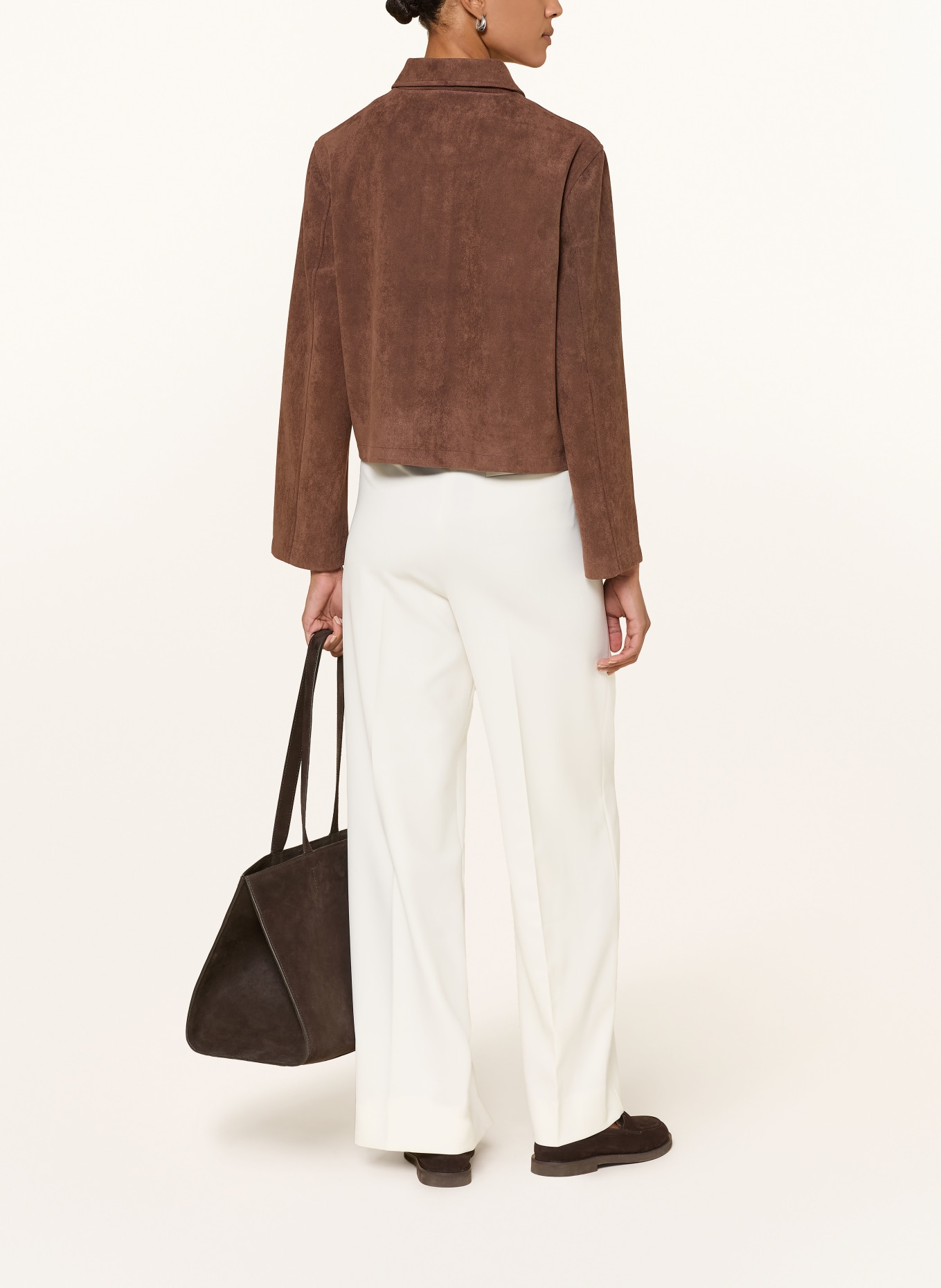 darling harbour Leather-look jersey jacket: DARK BROWN