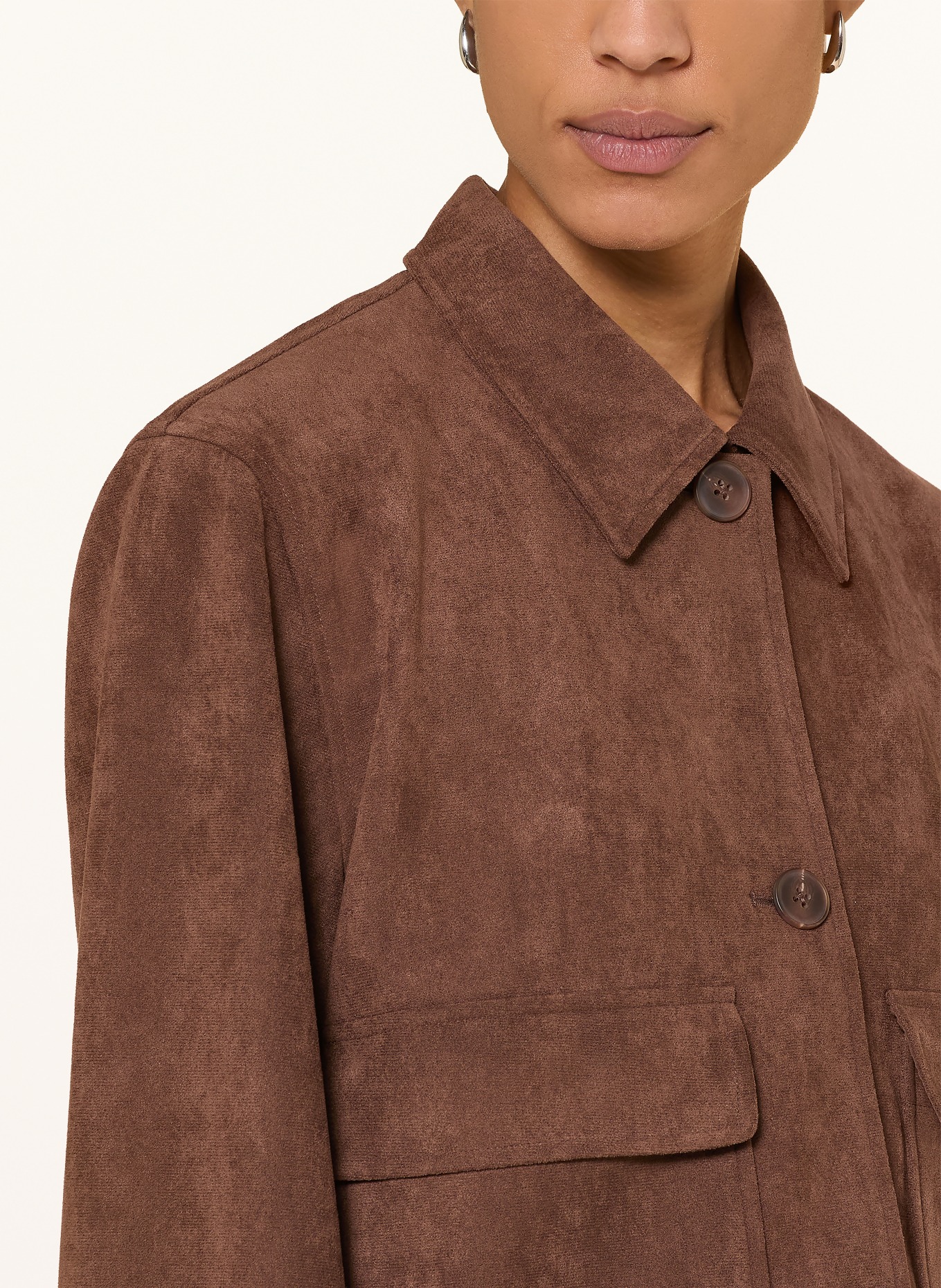 darling harbour Leather-look jersey jacket: DARK BROWN