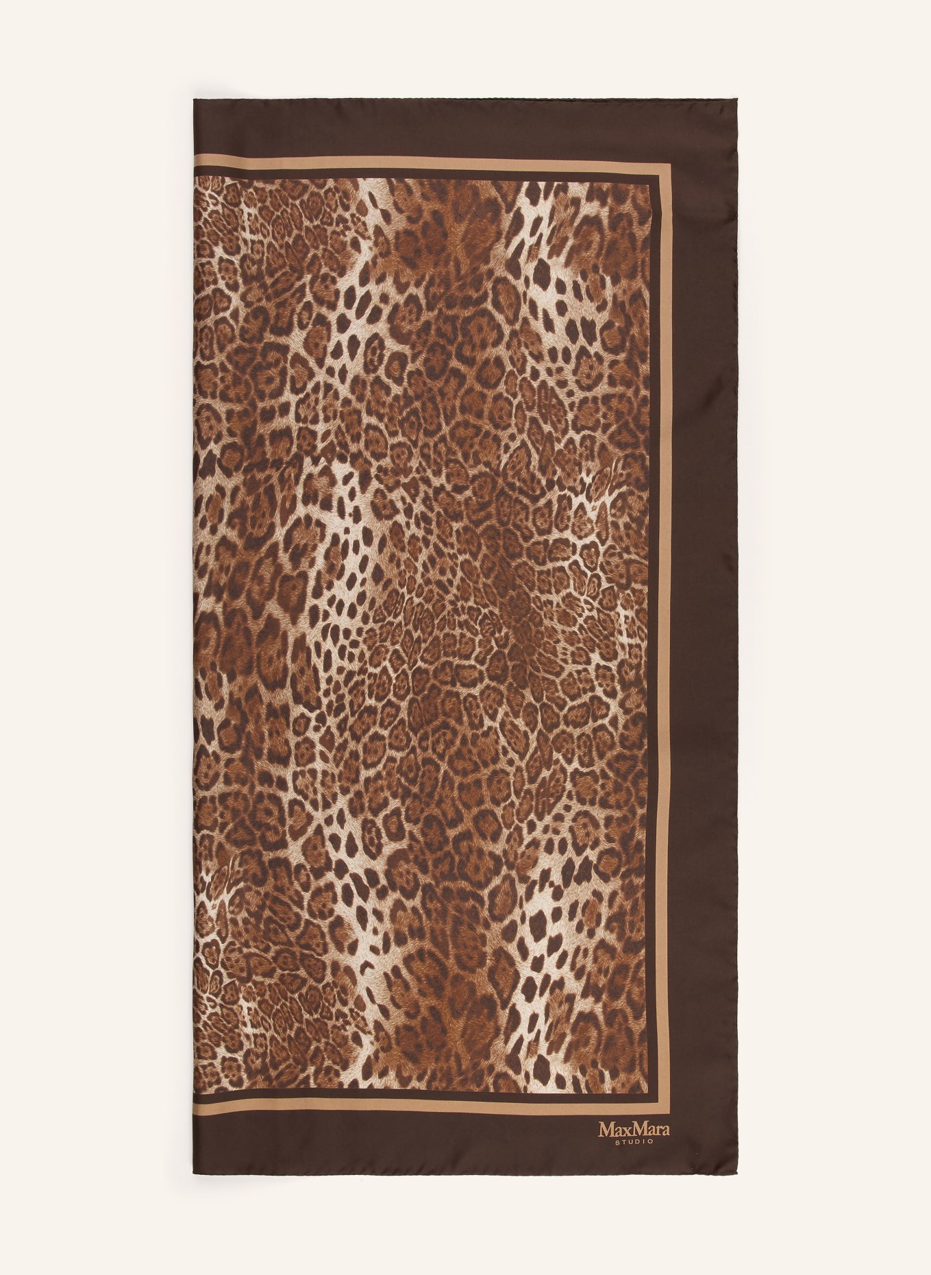 Max Mara STUDIO AQUILA Silk Scarf: DARK BROWN / BEIGE