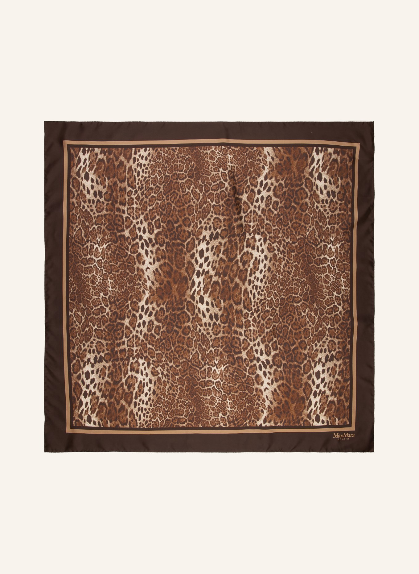Max Mara STUDIO AQUILA Silk Scarf: DARK BROWN / BEIGE