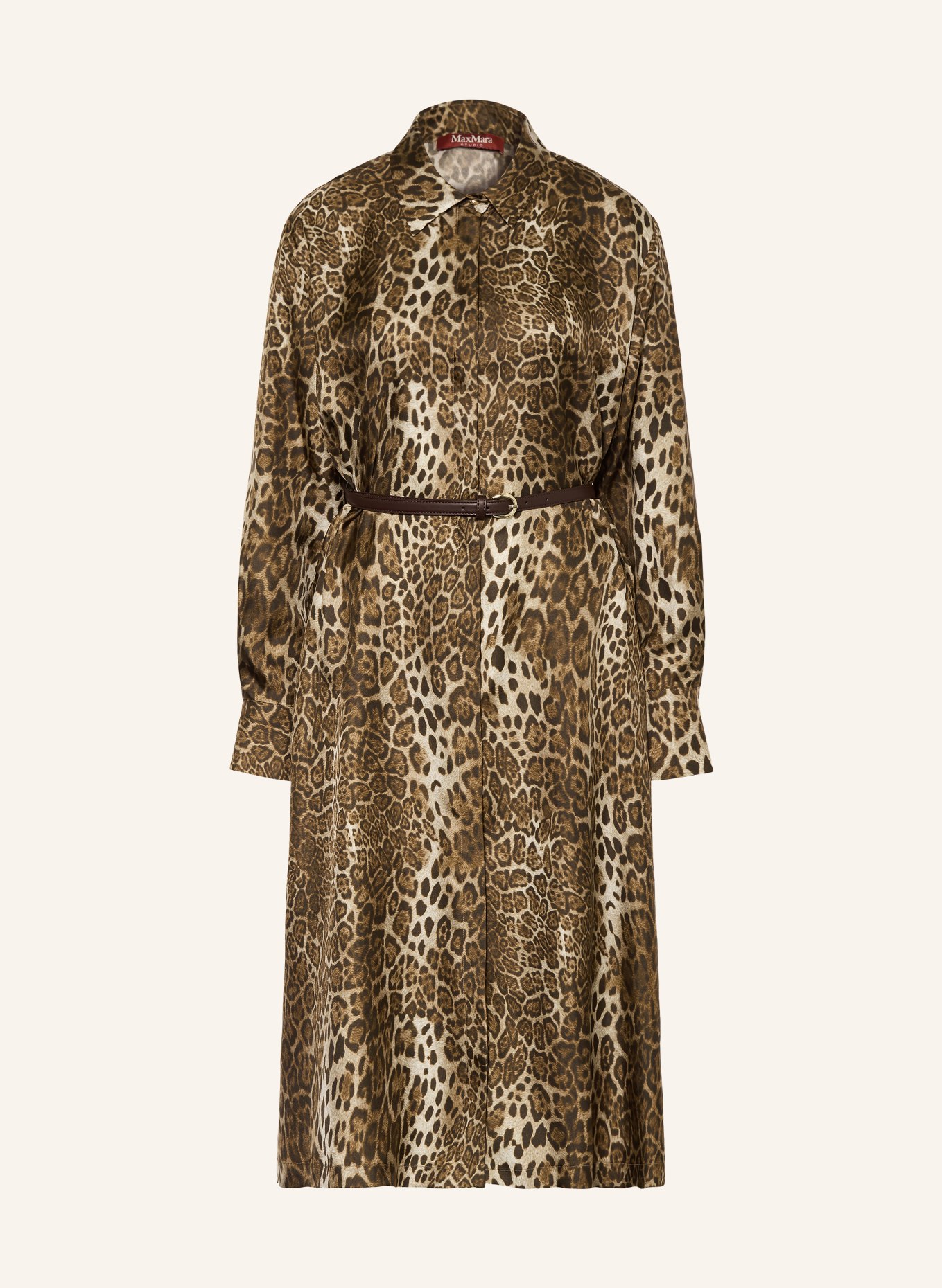 Max Mara STUDIO Hemdblusenkleid VIGILE aus Seide: BRAUN / HELLBRAUN / DUNKELBRAUN