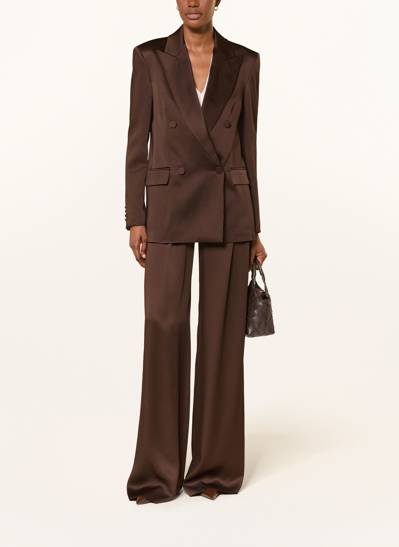Max Mara STUDIO Blazer en satin ARCA: MARRON FONCÉ