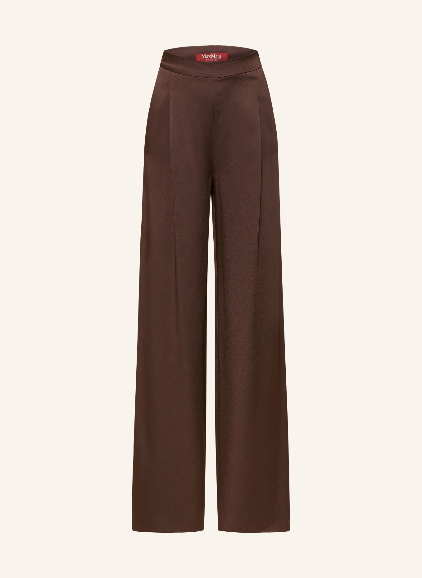 Max Mara STUDIO Marlenehose ALPACA aus Satin: DUNKELBRAUN