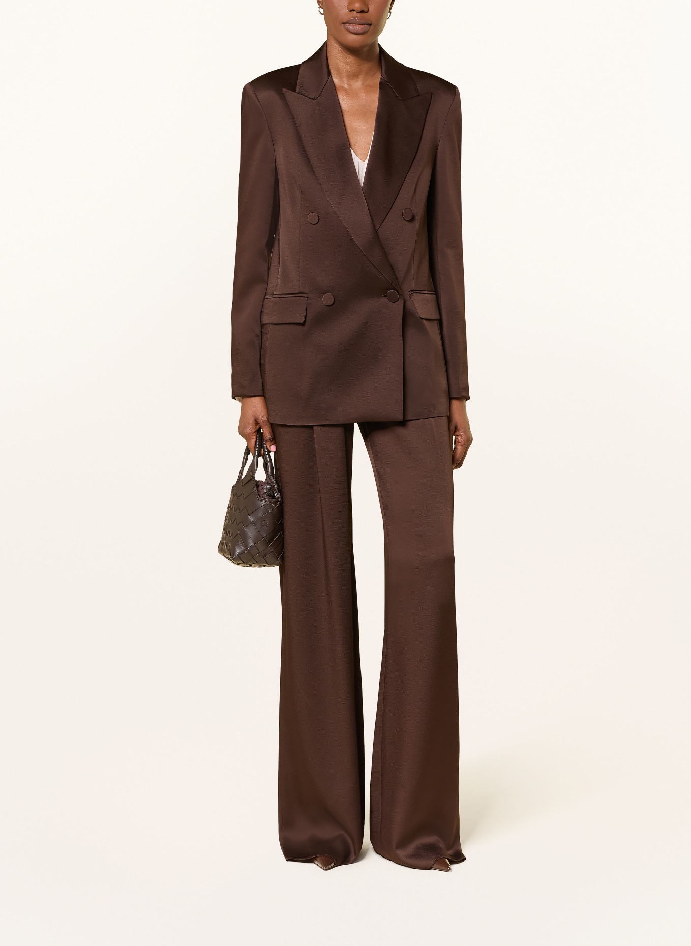 Max Mara STUDIO Marlenehose ALPACA aus Satin: DUNKELBRAUN