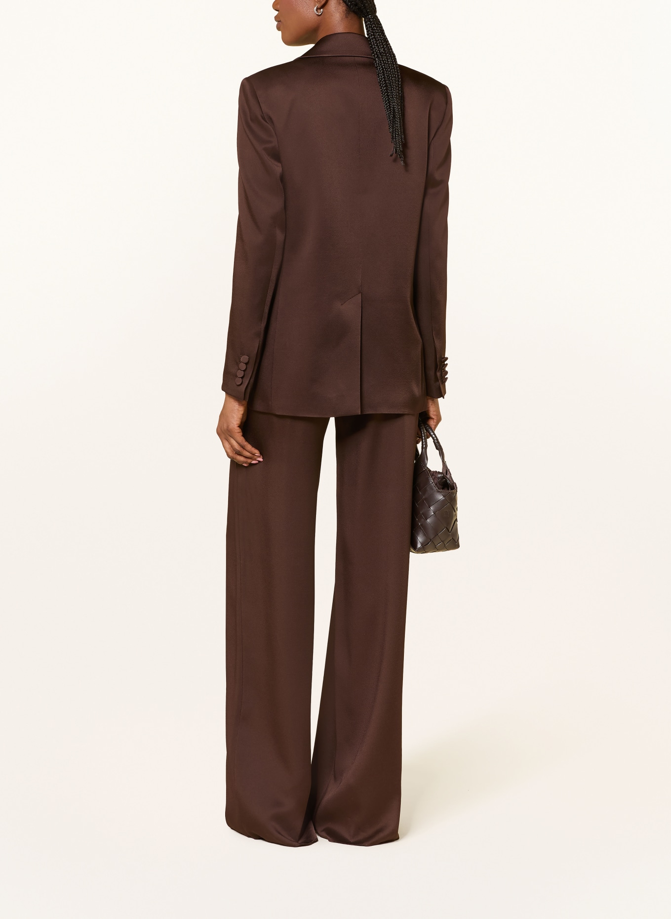 Max Mara STUDIO Marlenehose ALPACA aus Satin: DUNKELBRAUN
