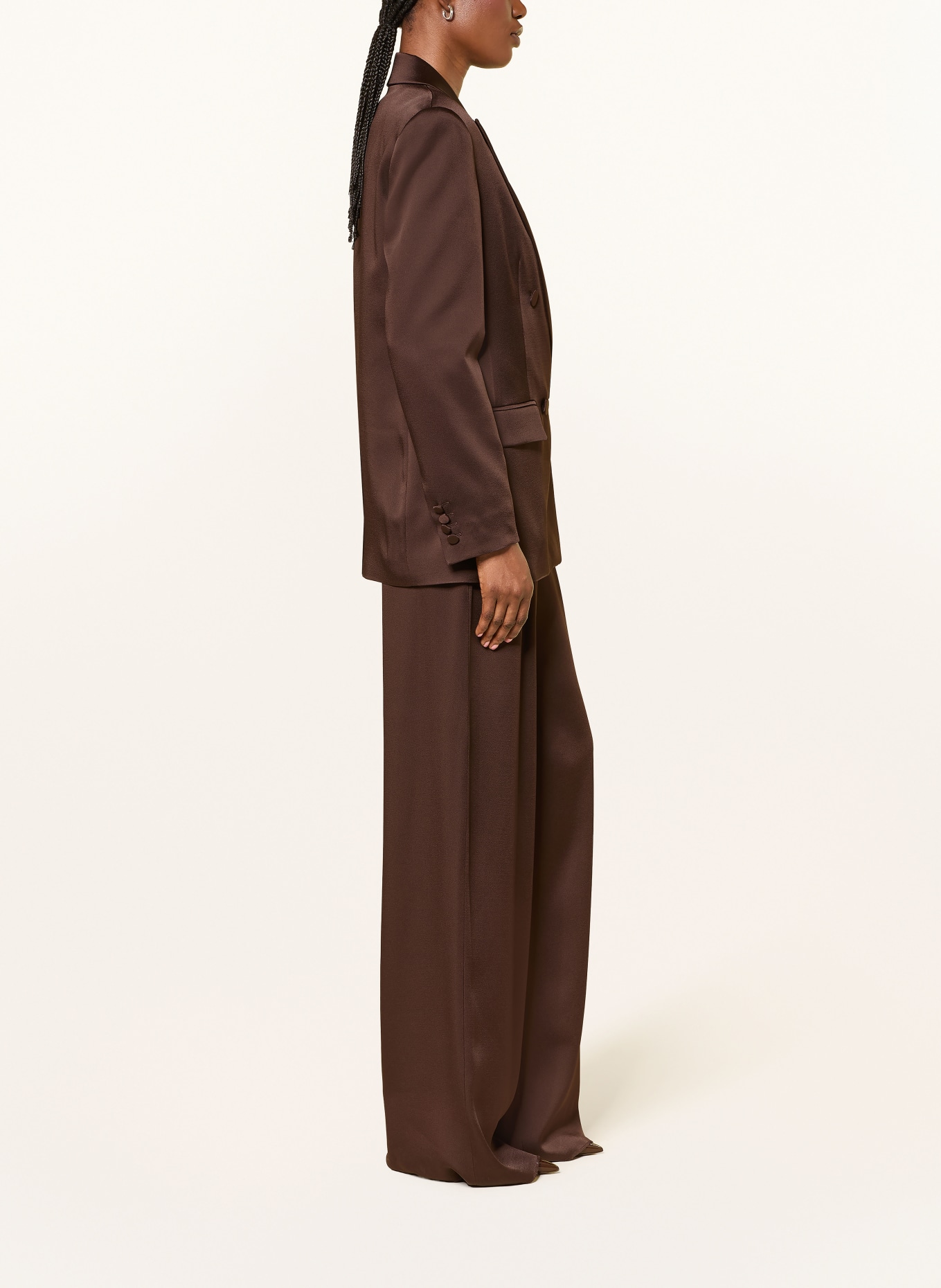 Max Mara STUDIO Marlenehose ALPACA aus Satin: DUNKELBRAUN