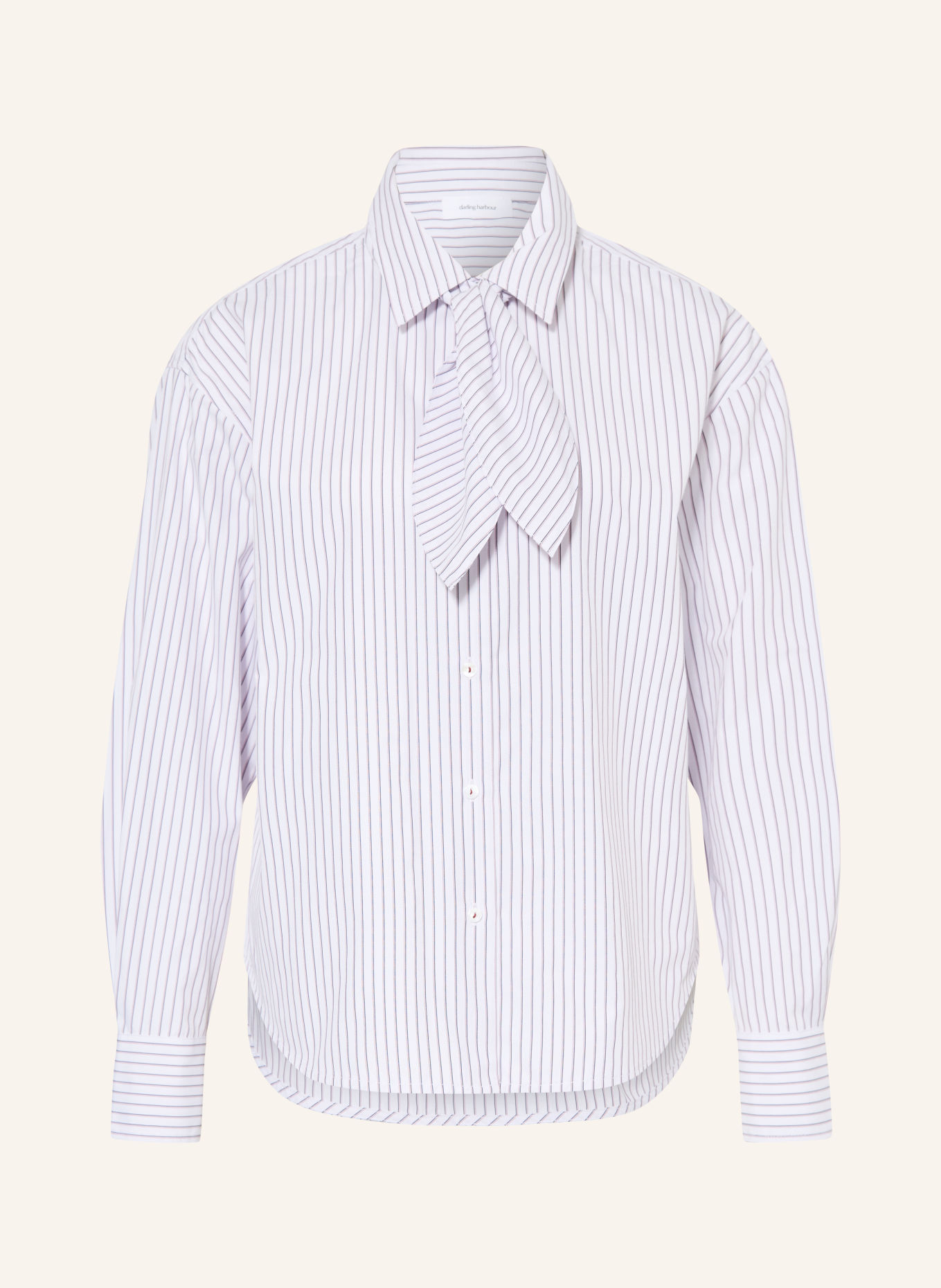 darling harbour Shirt-style blouse with detachable bow tie: white / bordeaux stripes
