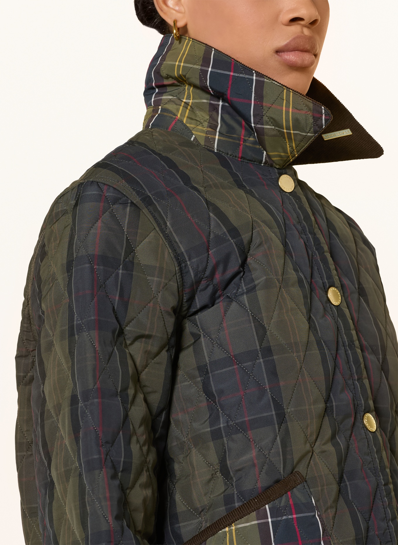 Barbour Steppjacke ICONS LIDD: KHAKI / ROT / GELB