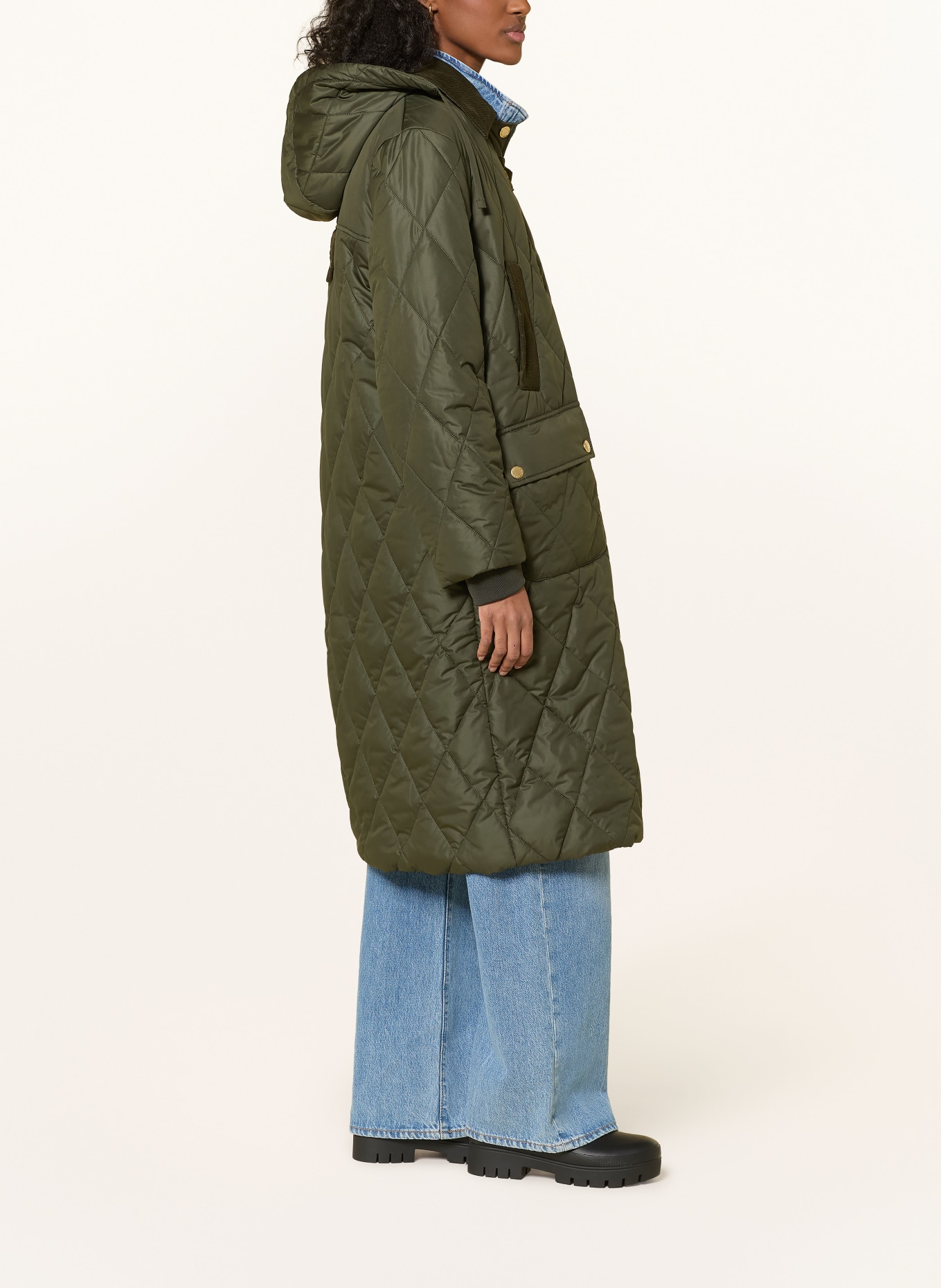 Barbour RUDSON gewatteerde jas in gemengde materialen: GROEN