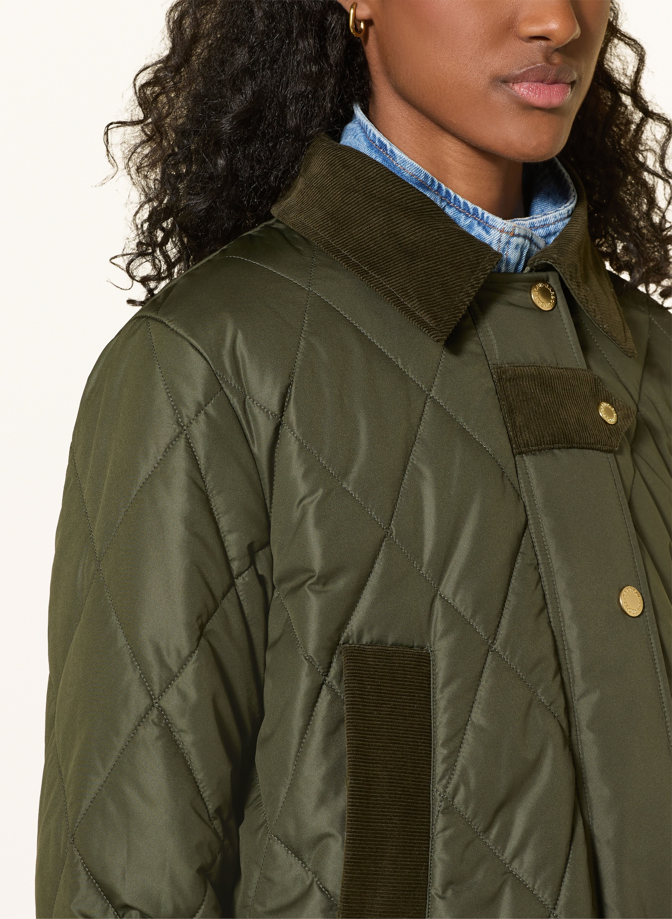 Barbour RUDSON gewatteerde jas in gemengde materialen: GROEN