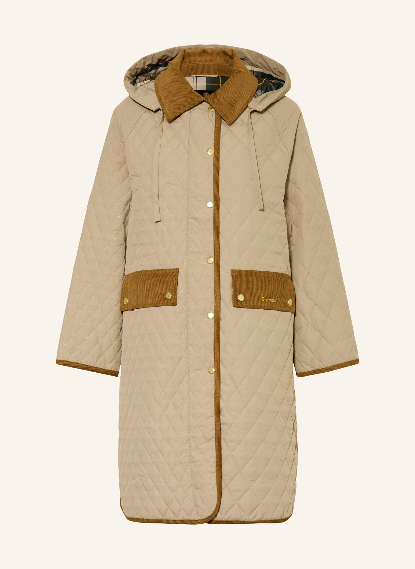 Barbour Gewatteerde jas RAVENSDEN QUILT met afneembare capuchon: BEIGE / COGNAC