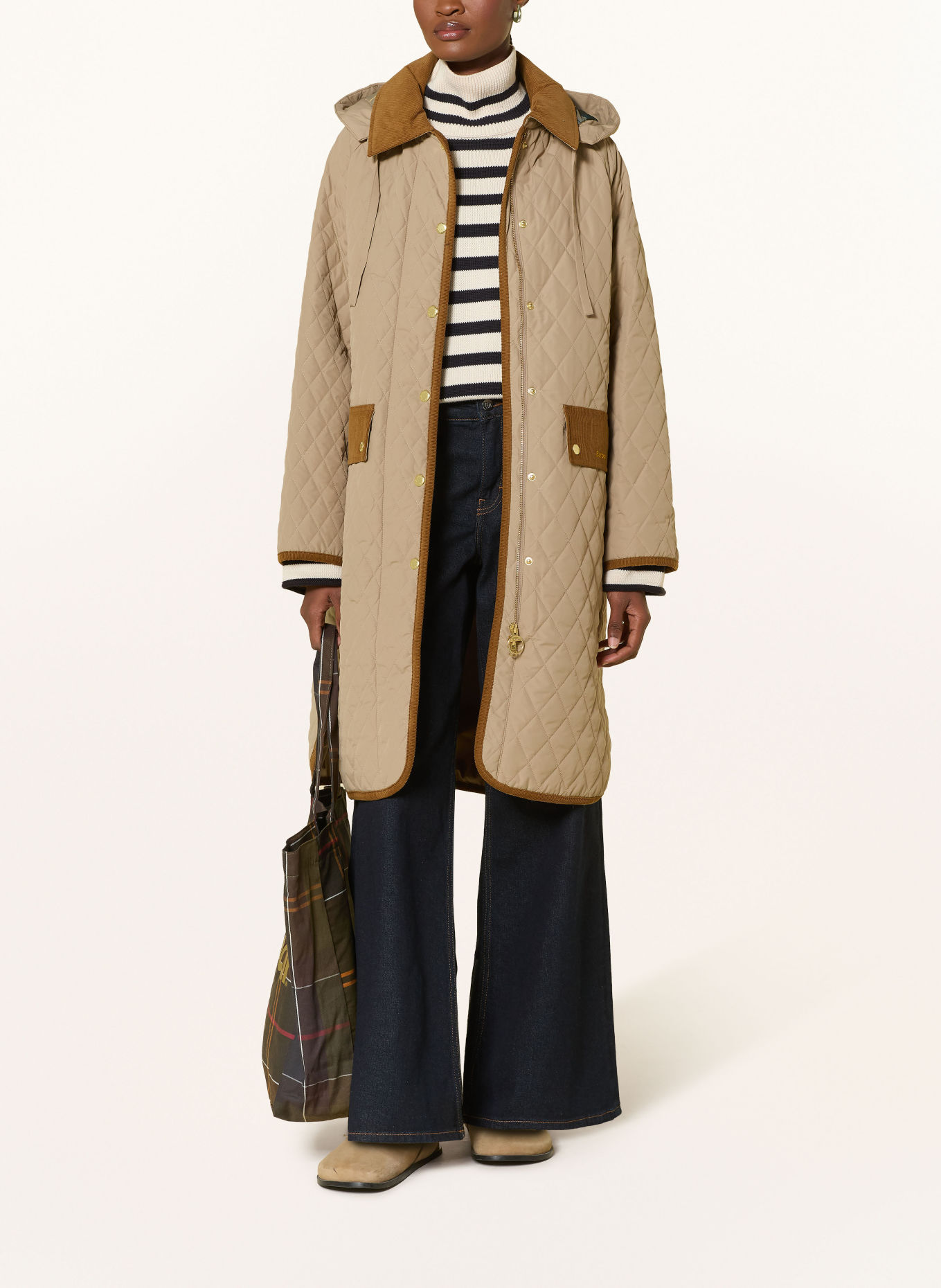 Barbour Gewatteerde jas RAVENSDEN QUILT met afneembare capuchon: BEIGE / COGNAC