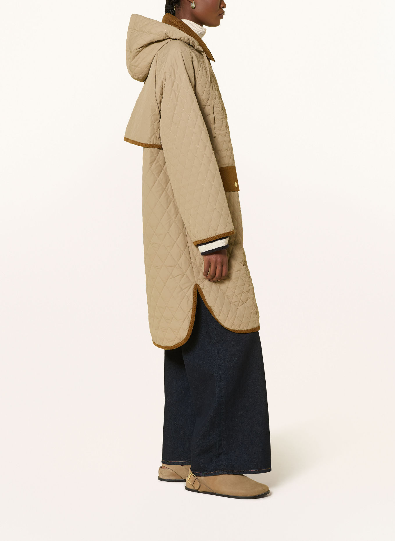 Barbour Gewatteerde jas RAVENSDEN QUILT met afneembare capuchon: BEIGE / COGNAC