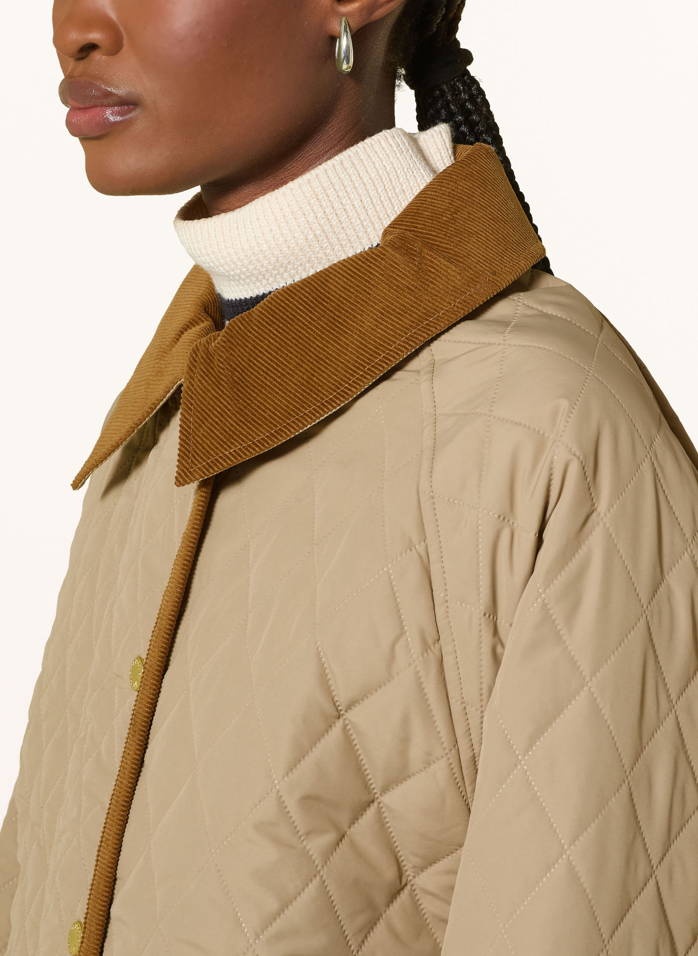 Barbour Gewatteerde jas RAVENSDEN QUILT met afneembare capuchon: BEIGE / COGNAC