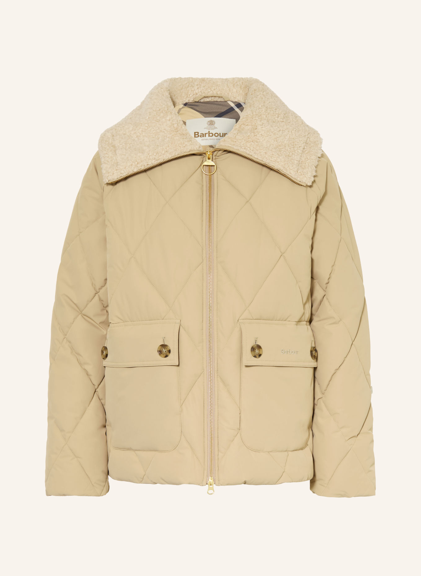 Barbour EVA-gewatteerde jas met imitatiebont: BEIGE