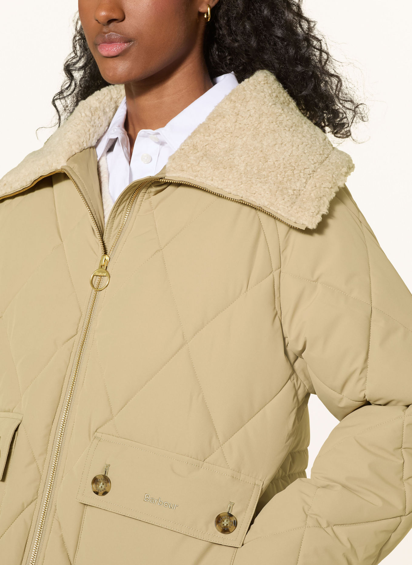 Barbour EVA-gewatteerde jas met imitatiebont: BEIGE