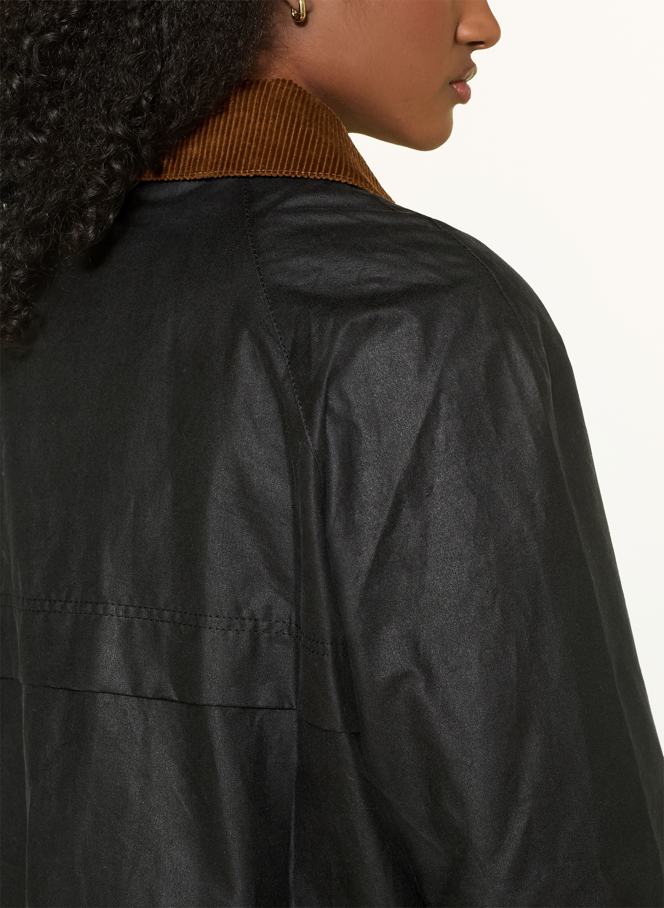 Barbour WRENWOOD WAX jacket with detachable hood: DARK BLUE / COGNAC