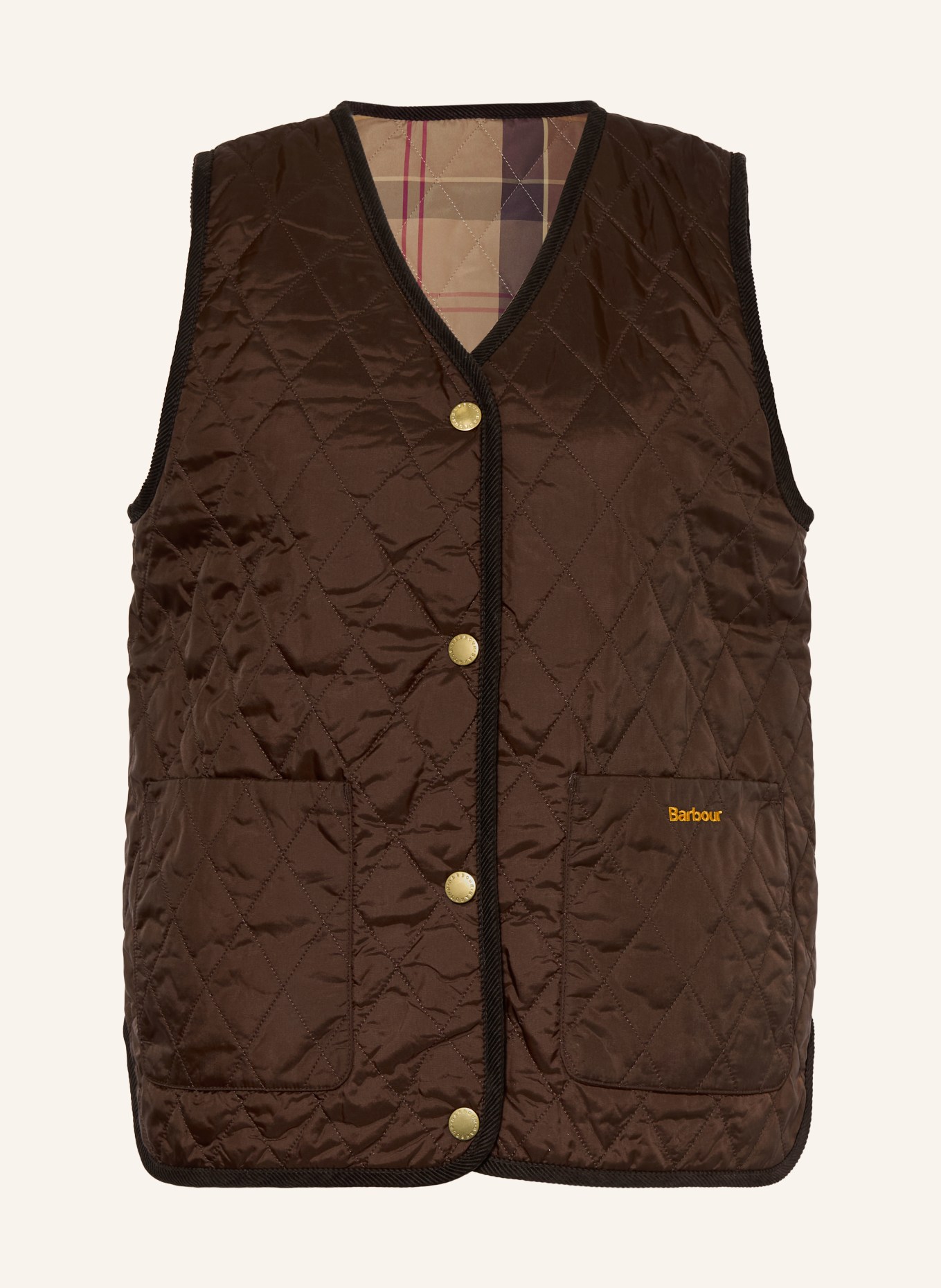 Barbour ICONS LINER Reversible Quilted Vest: DARK BROWN / CAMEL / DARK RED