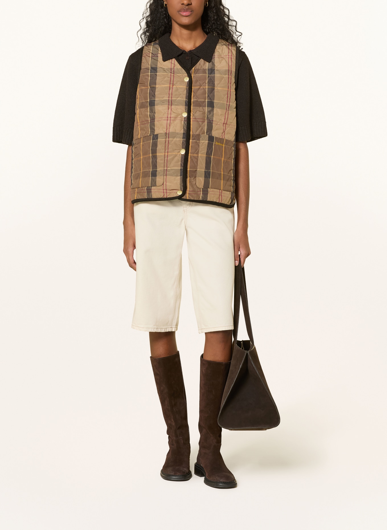 Barbour ICONS LINER Reversible Quilted Vest: DARK BROWN / CAMEL / DARK RED