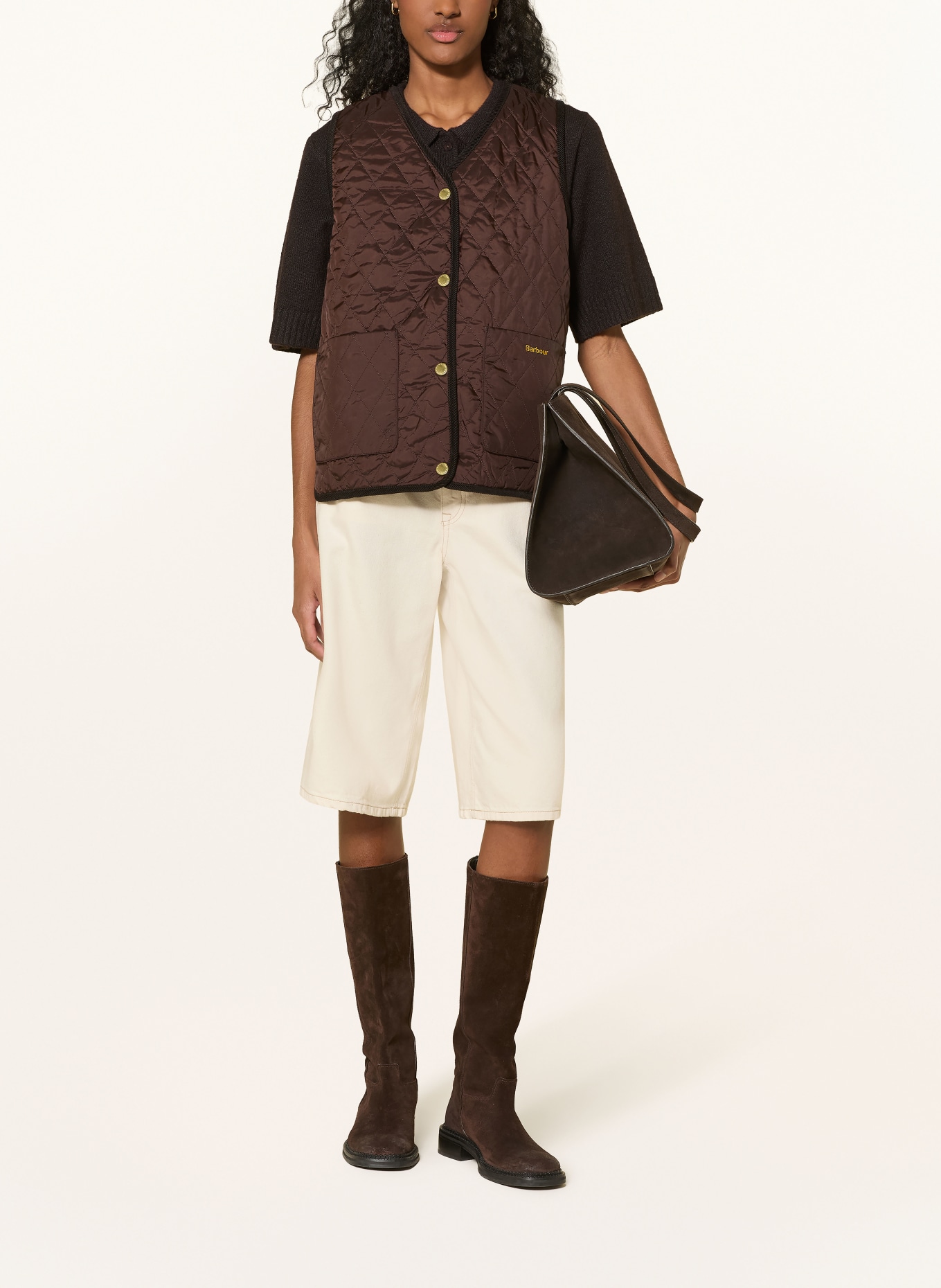 Barbour ICONS LINER Reversible Quilted Vest: DARK BROWN / CAMEL / DARK RED