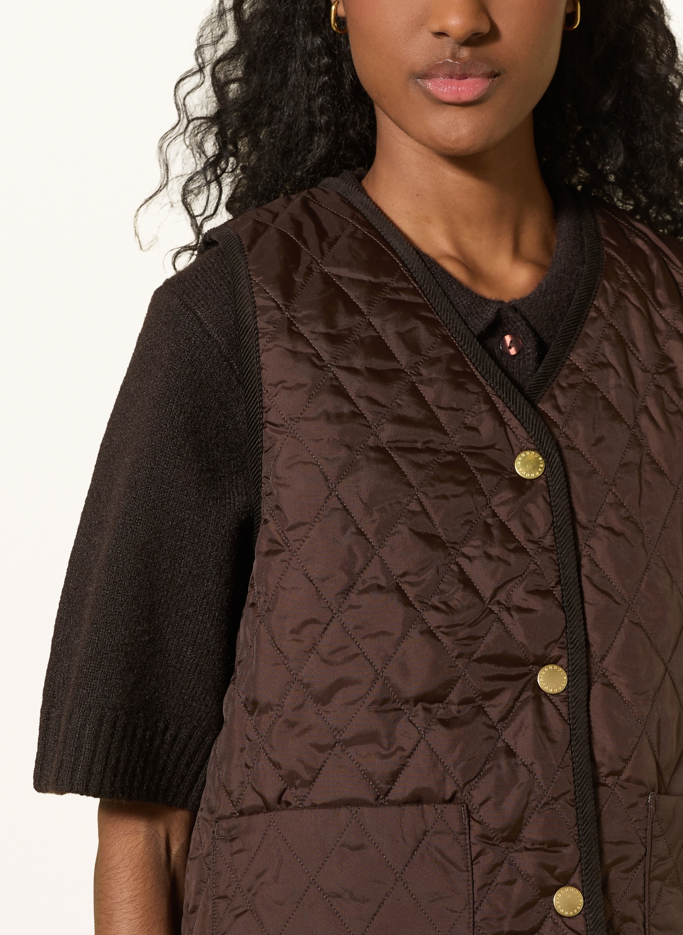 Barbour ICONS LINER Reversible Quilted Vest: DARK BROWN / CAMEL / DARK RED
