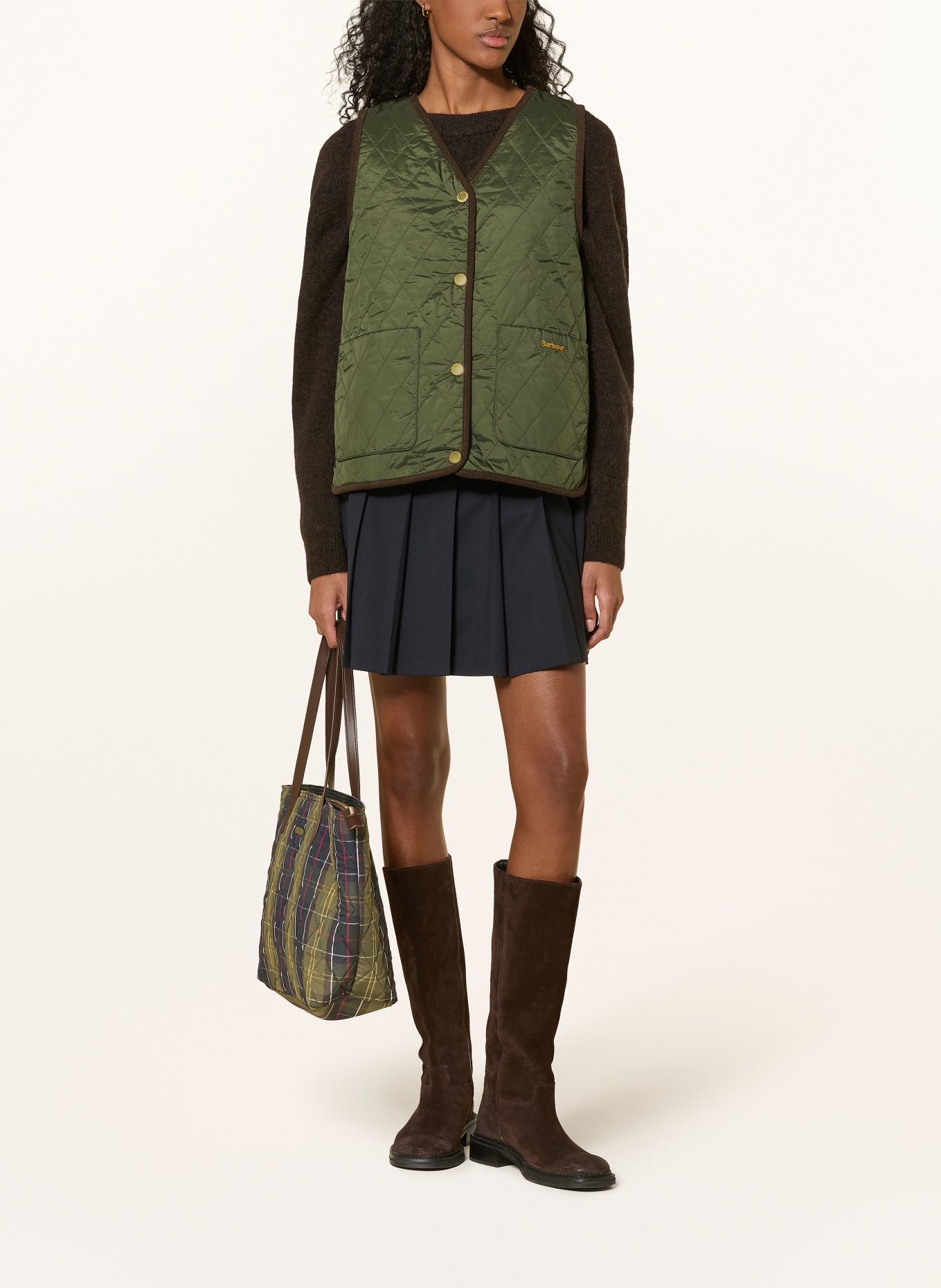 Barbour Gewatteerd vest ICONS LINER, omkeerbaar: KAKI / ROOD / GEEL