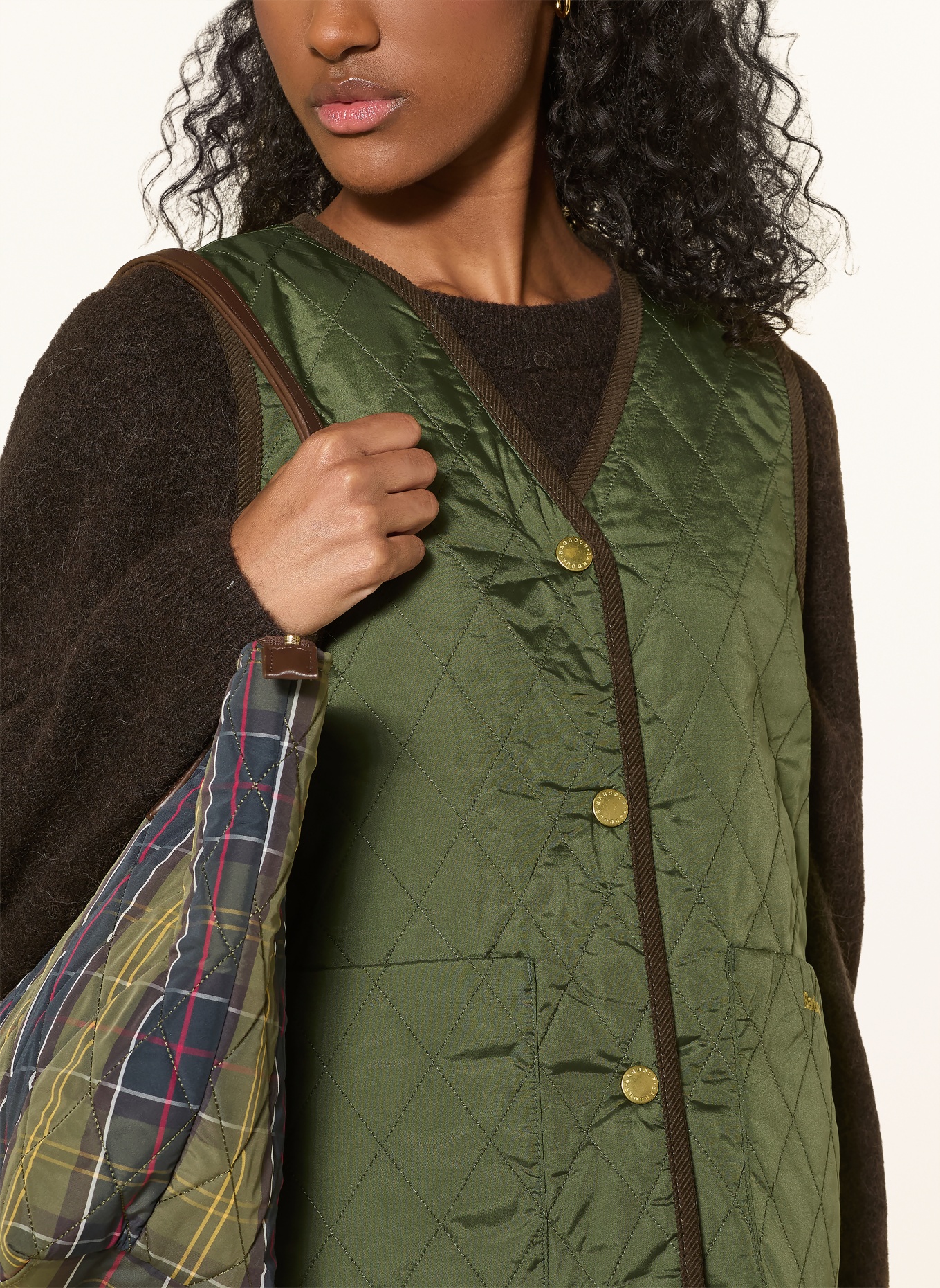 Barbour Gewatteerd vest ICONS LINER, omkeerbaar: KAKI / ROOD / GEEL