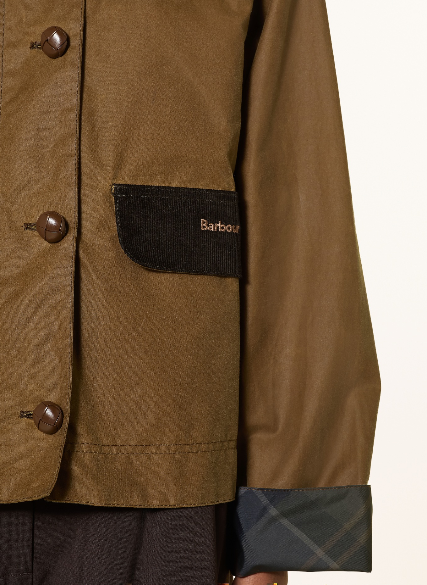 Barbour ADINA jacket with detachable hood: BROWN / DARK BROWN / DARK BLUE