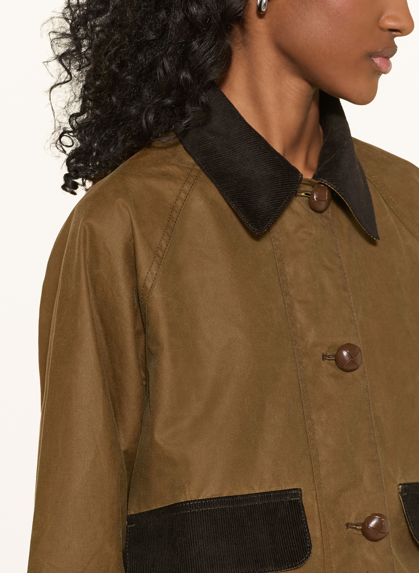 Barbour ADINA jacket with detachable hood: BROWN / DARK BROWN / DARK BLUE