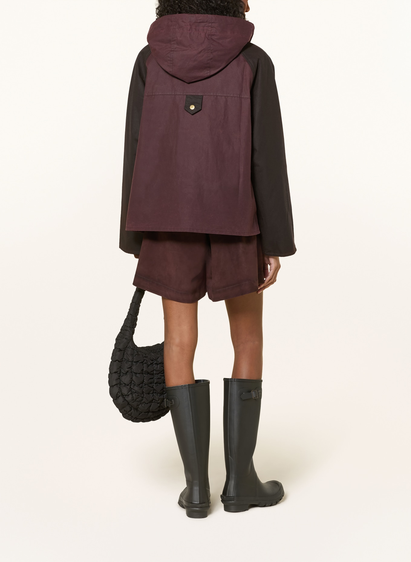 Barbour CARVILLE-jas met afneembare capuchon: DONKERPAARS / MARRON FONCÉ / ZWART