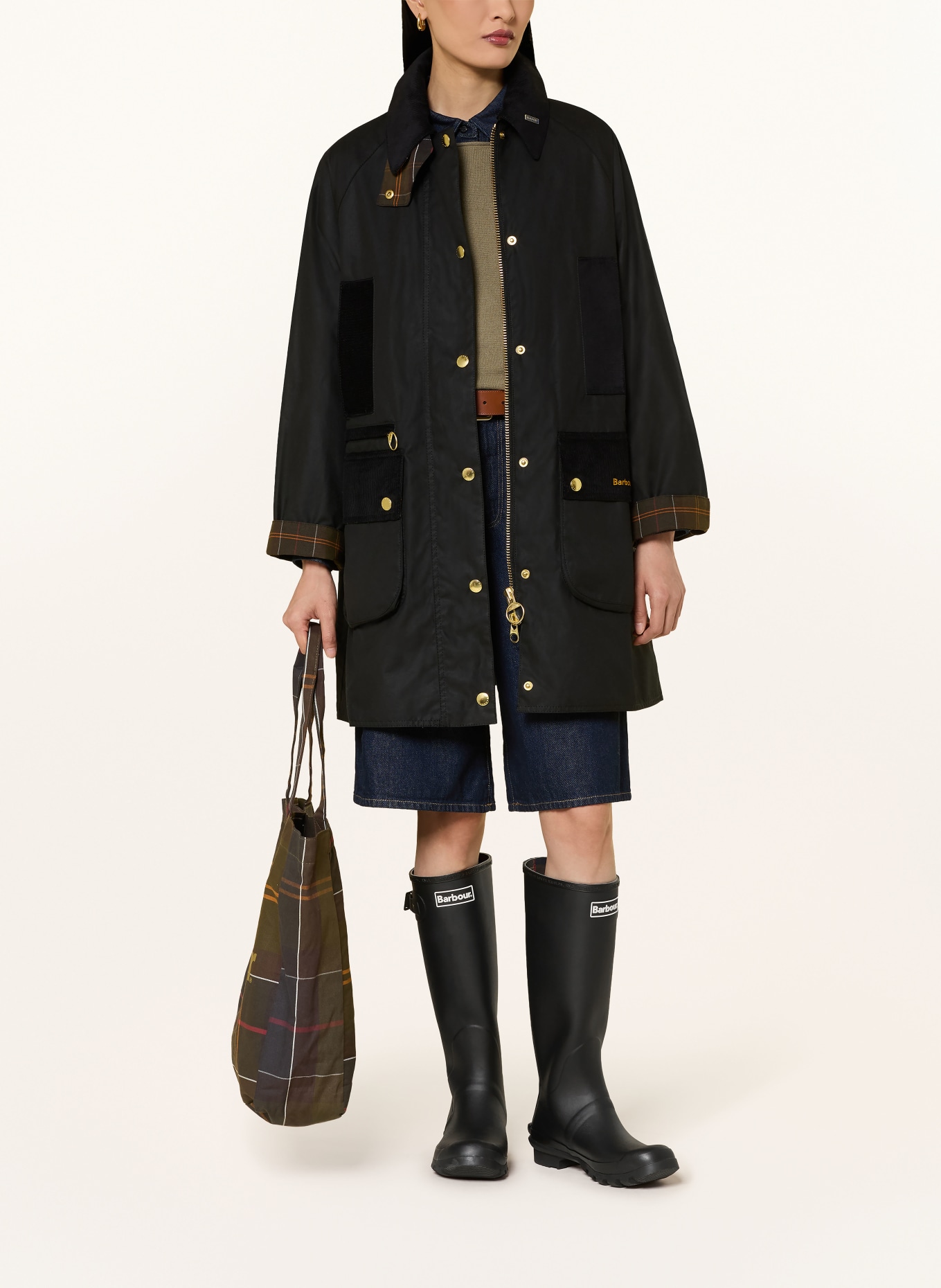 Barbour Parka ICON: SCHWARZ / ORANGE / DUNKELGRÜN