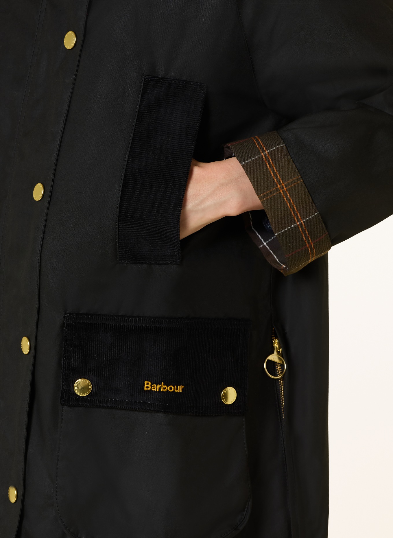 Barbour Parka ICON: SCHWARZ / ORANGE / DUNKELGRÜN