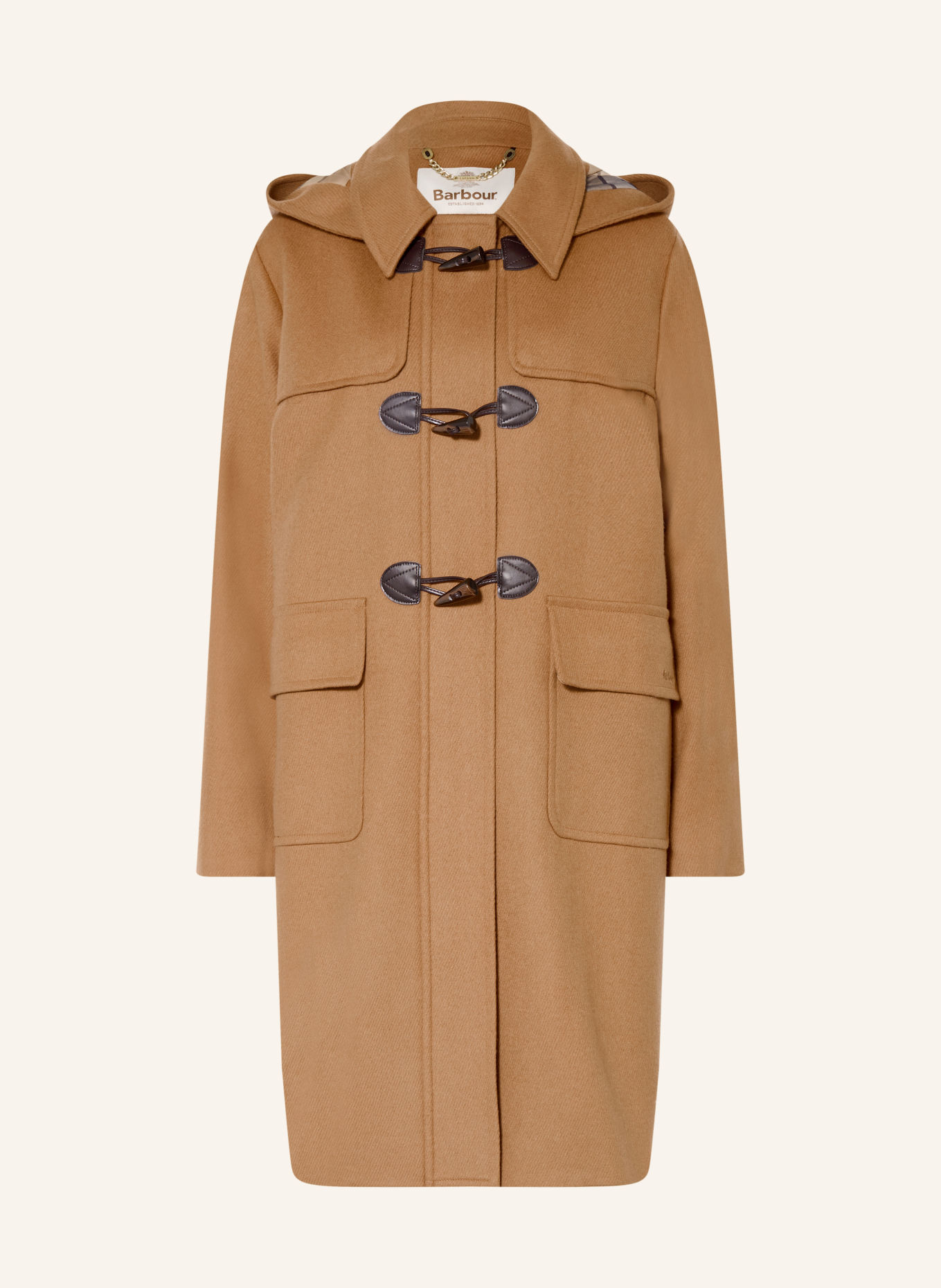 Barbour Duffle-coat MELODY avec capuche amovible: CHAMEAU / NOIR