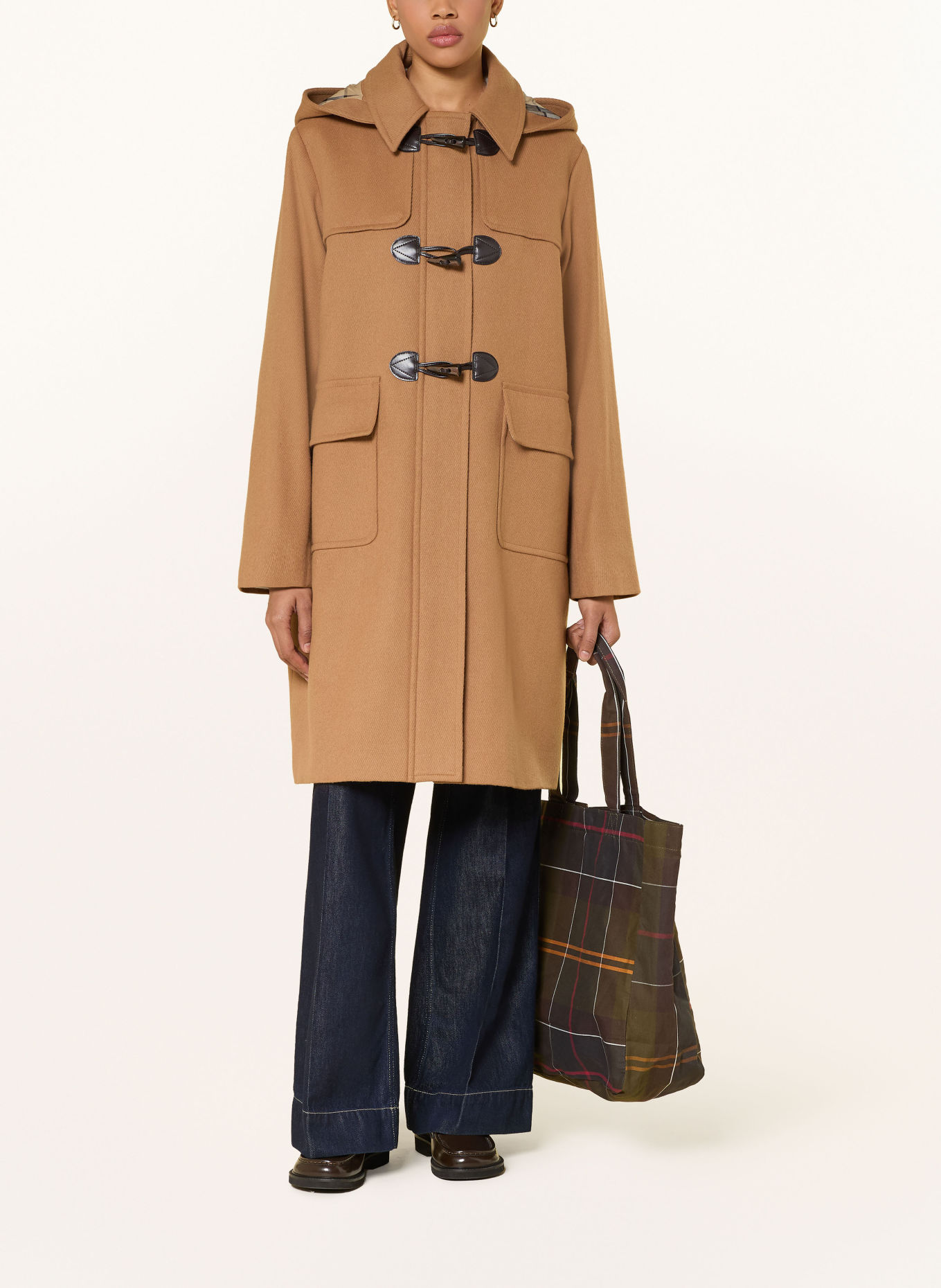 Barbour Duffle-coat MELODY avec capuche amovible: CHAMEAU / NOIR