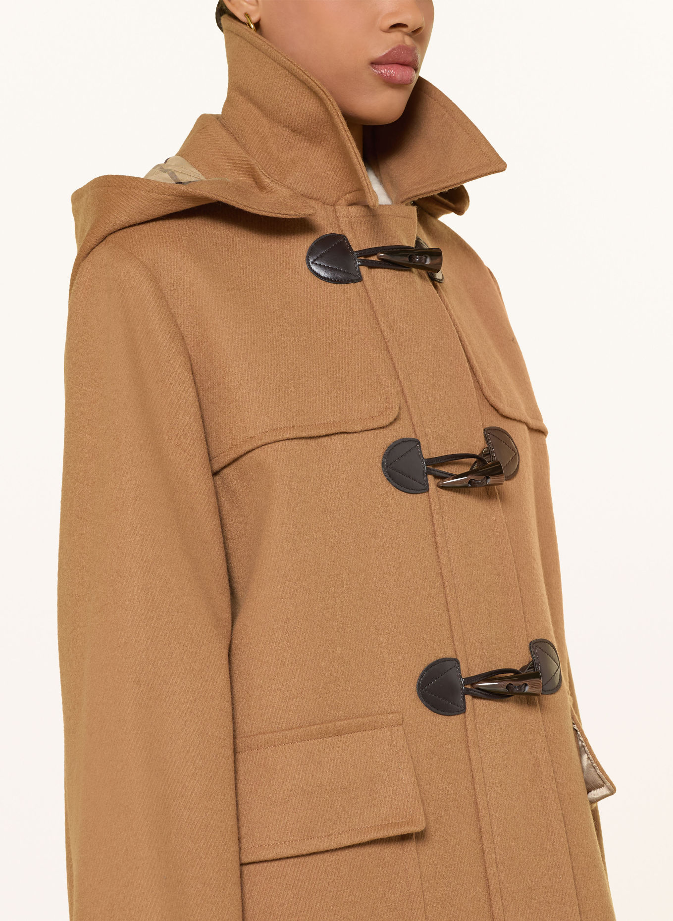 Barbour Duffle-coat MELODY avec capuche amovible: CHAMEAU / NOIR
