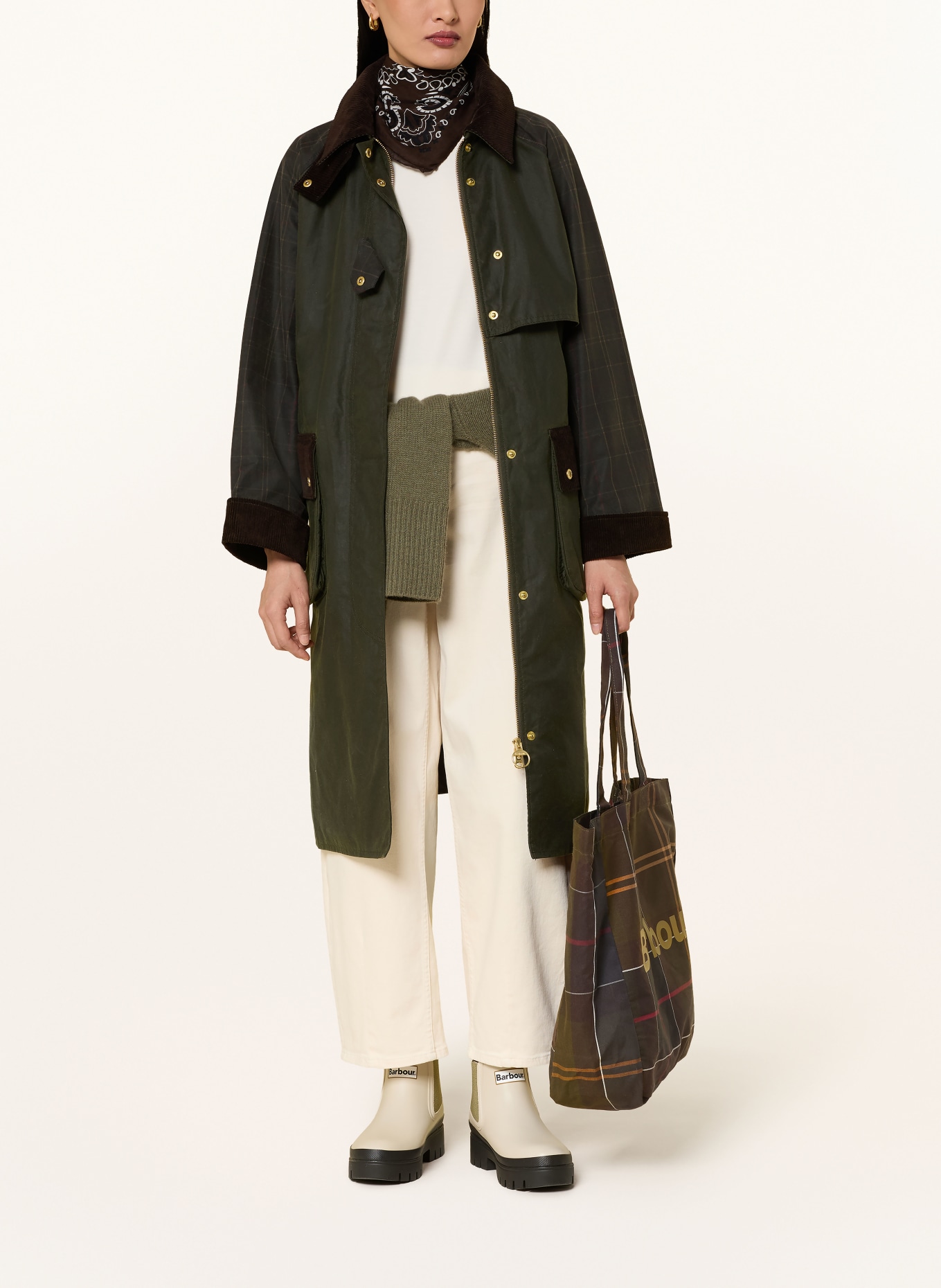 Barbour Jas CHECK KIRKLEES: DONKERGROEN / MARRON FONCÉ / DONKERBLAUW