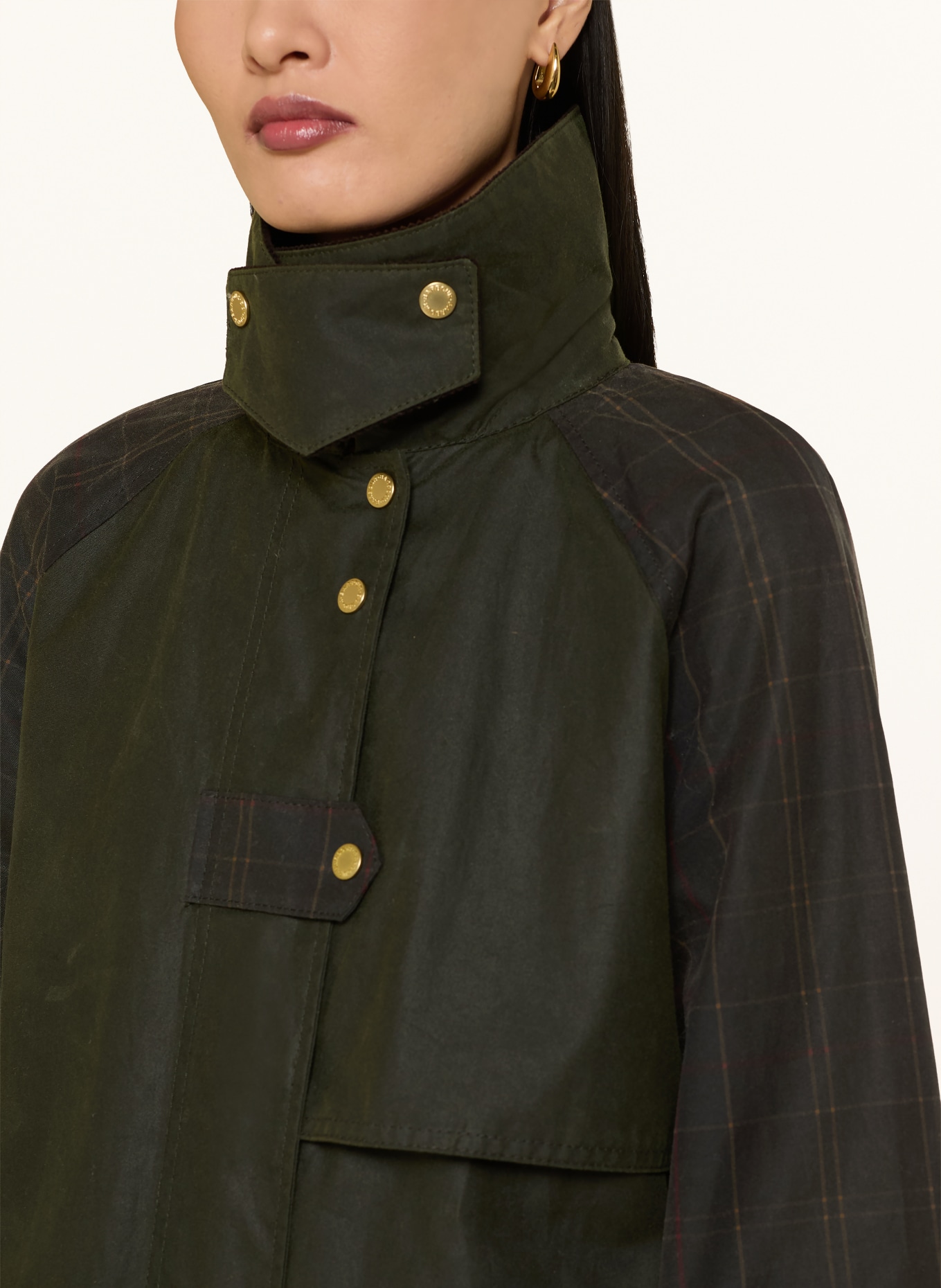 Barbour Jas CHECK KIRKLEES: DONKERGROEN / MARRON FONCÉ / DONKERBLAUW