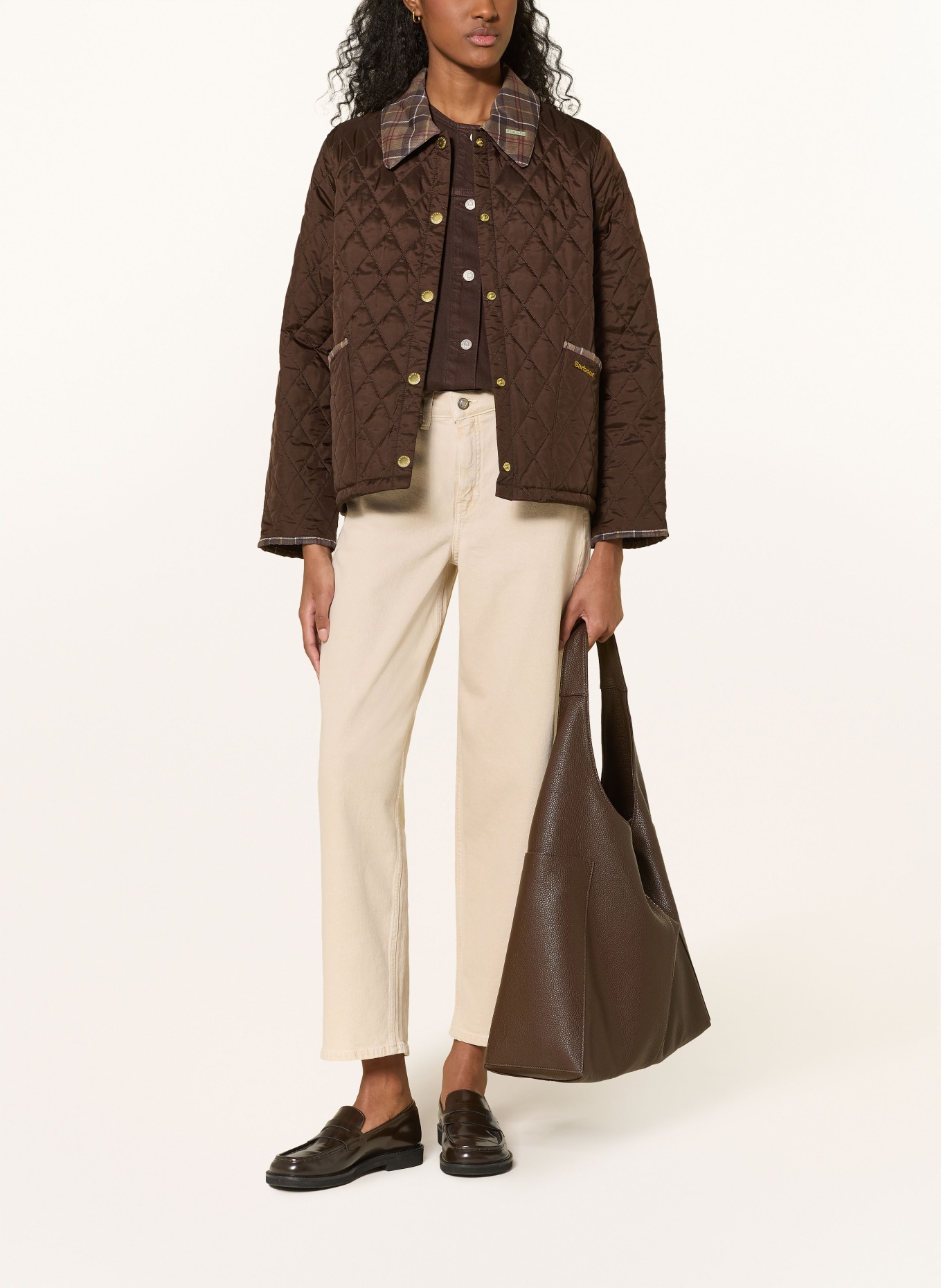 Barbour Gewatteerd jack: MARRON FONCÉ / CAMEL / ROOD