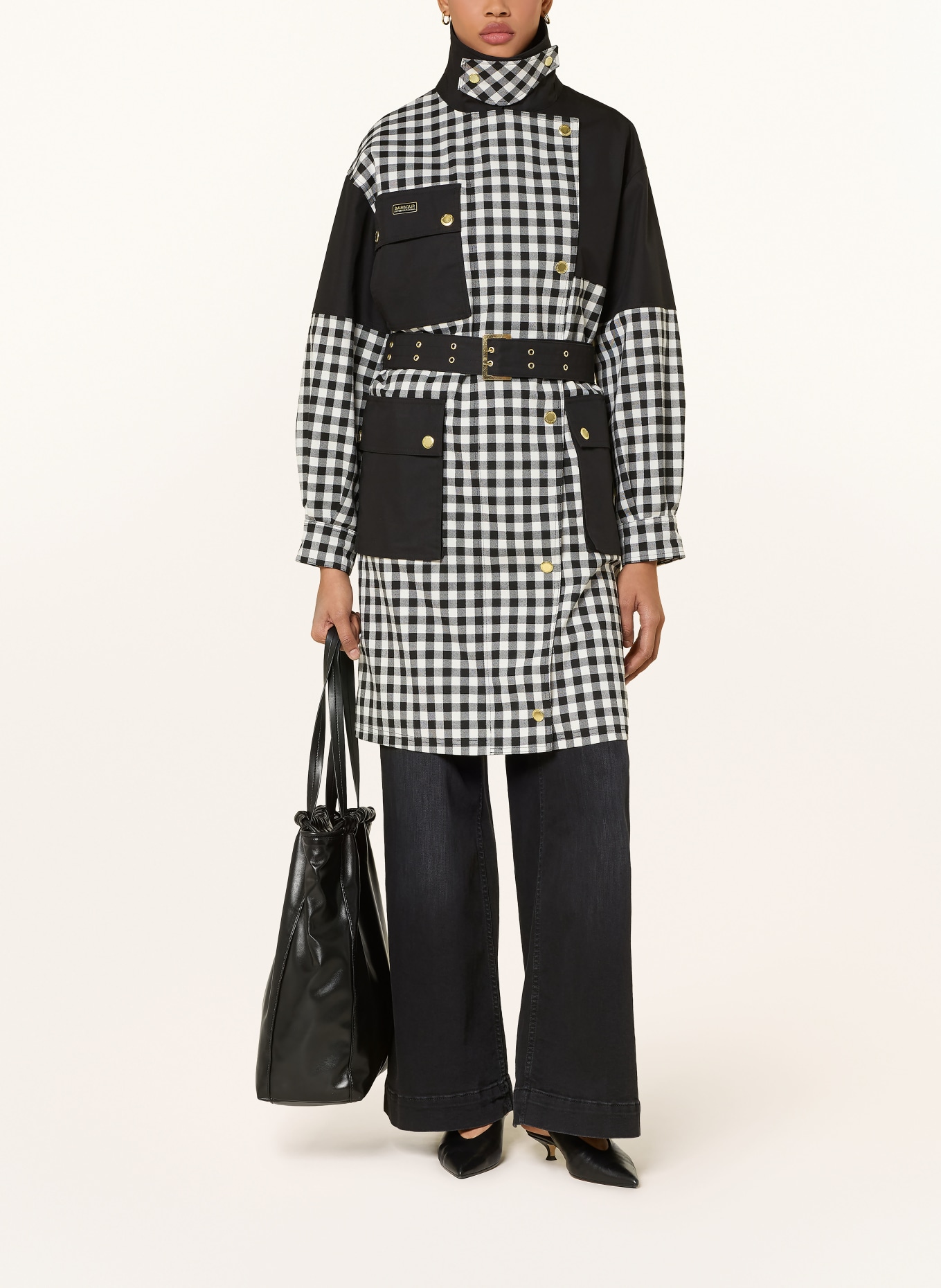BARBOUR INTERNATIONAL Trenchcoat GEA: ZWART / WIT