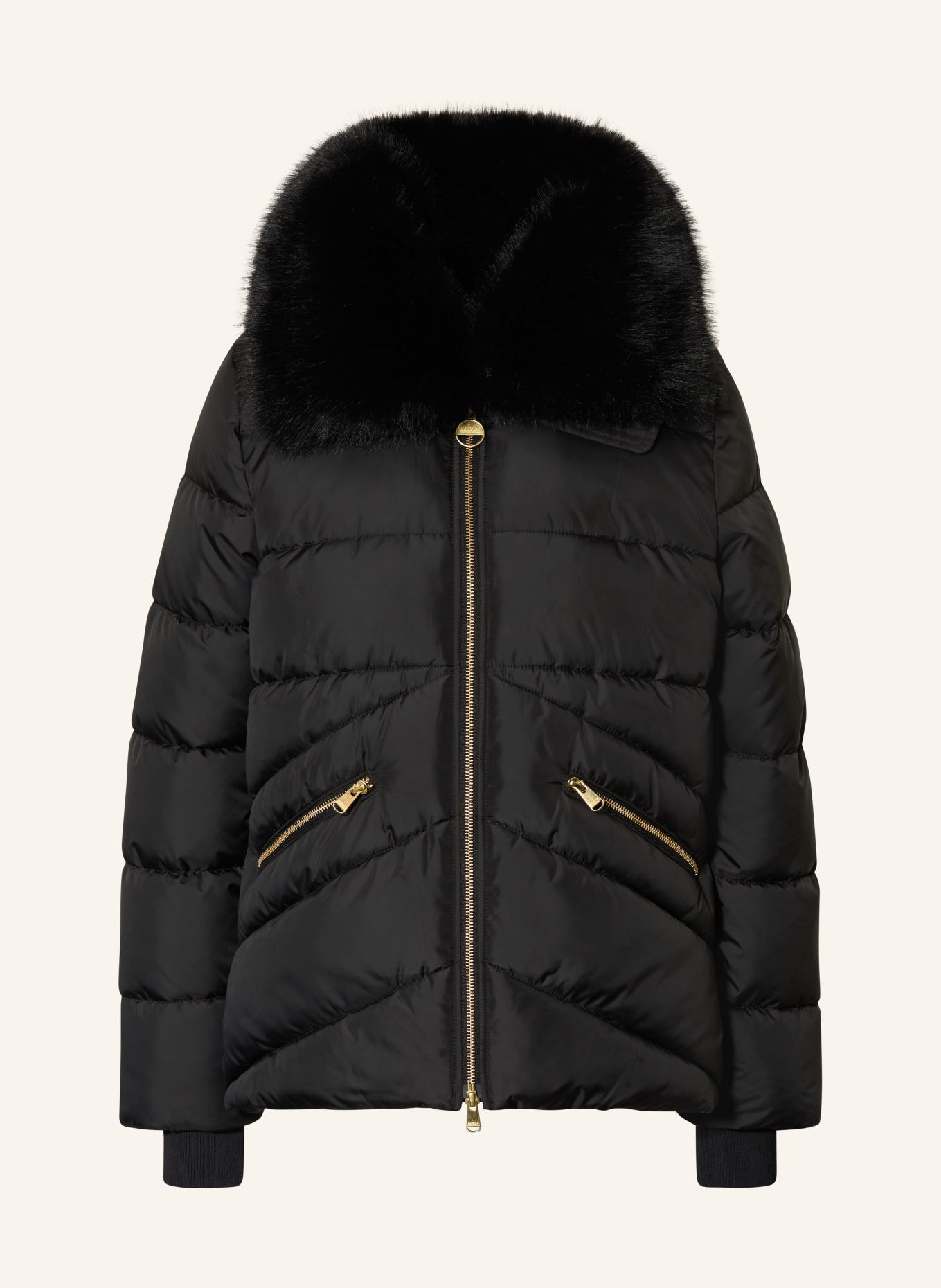 BARBOUR INTERNATIONAL CYRUS Quilted Jacket with Faux Fur: BLACK