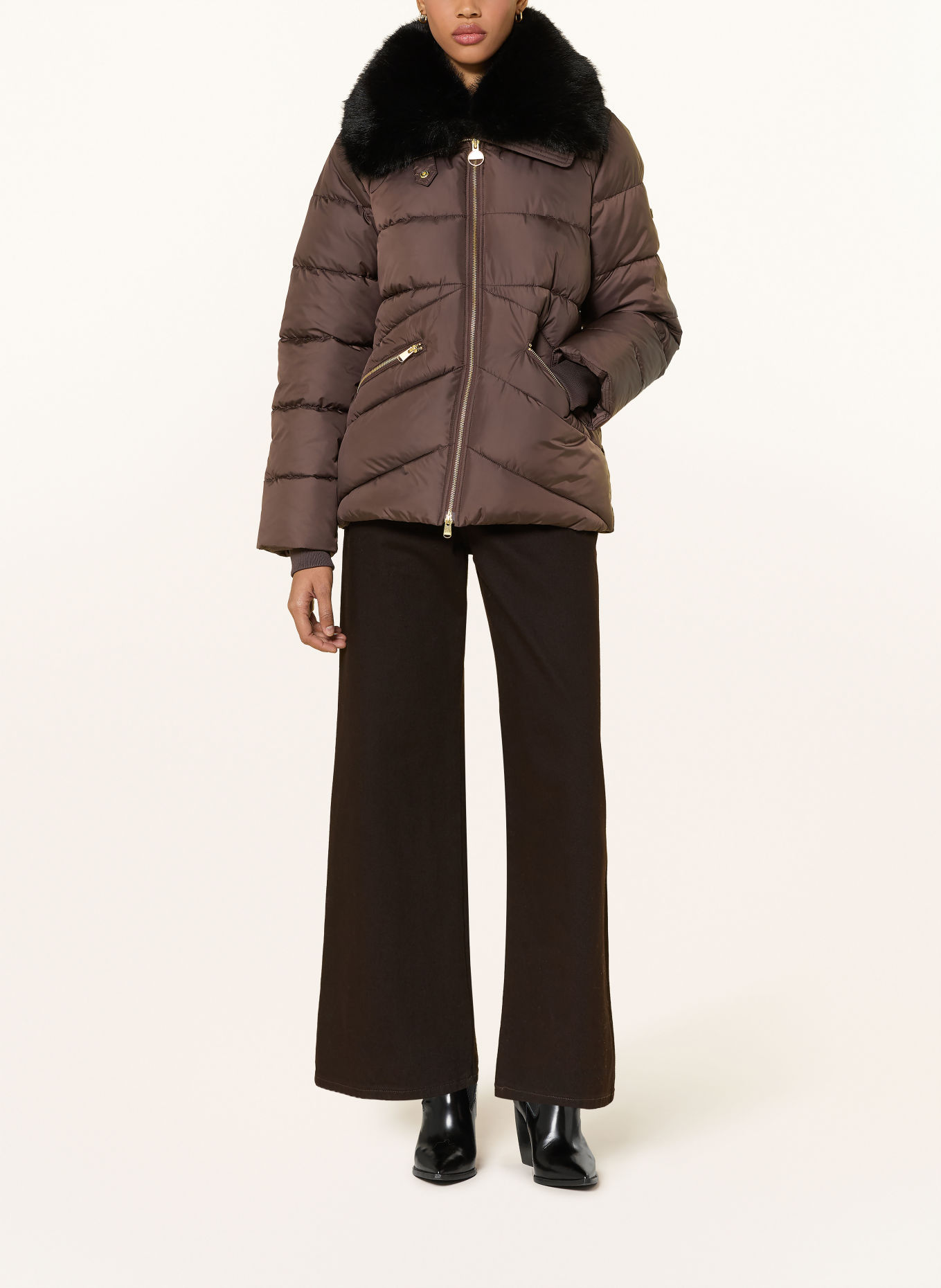 BARBOUR INTERNATIONAL Steppjacke CYRUS mit Kunstfell: BRAUN